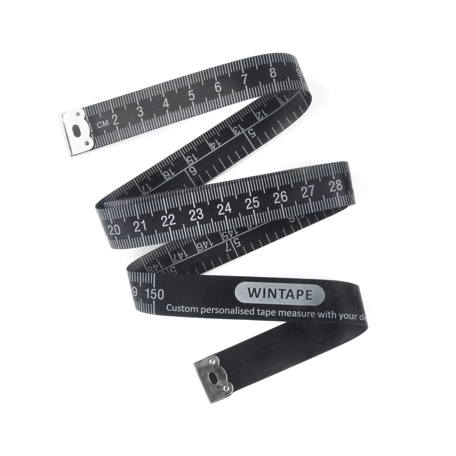 WINTAPE Cinta Métrica Corporal 150 cm/60 pulgadas – Metro de Costura Flexible a Doble Cara para Medidas Corporales, Sastrería, Pérdida de Peso y Manualidades – Cinta para Medir Cuerpo - negro