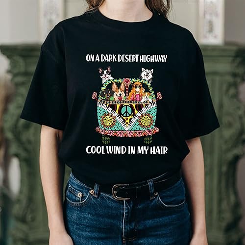 Miniatura 8 de On A Dark Desert Highway Tshirt Womens, Cool Wind In My Hair Shirt, Hippie Dog Shirt, Hippie Soul, Peace Love Hippie, Gift For Her, T-Shirt, Long