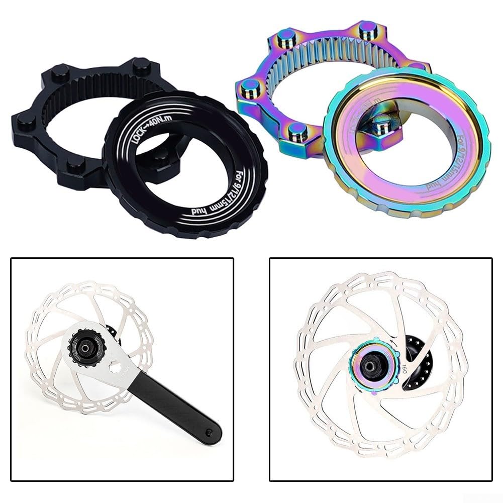 Bike Hub Adapter Center Lock Disc Converter Six Bolt to Center Lock Bicycle Disc Brake Adapter Aluminum Alloy CNC Machined Lightweight Design, Black(colorful)