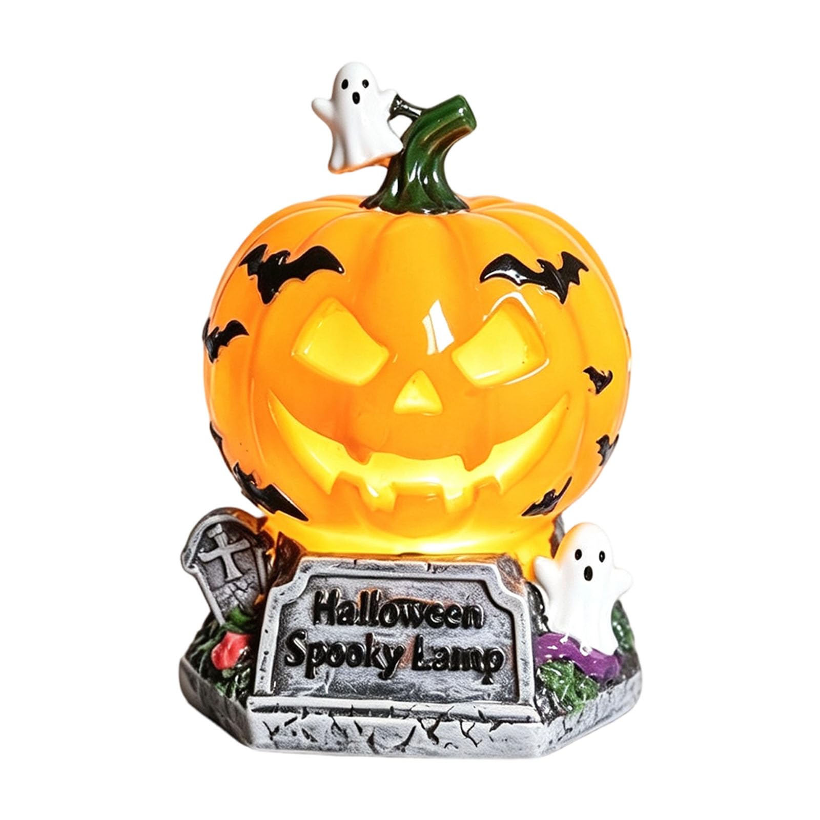 Pangboer Multicolor Halloween Pumpkin Table Lamp Usb Powered Resin Decor Light For Mantels, Shelves, Party Tables, And Entry Displays Pumpkin Lamp Halloween Decor Light Usb Tabletop