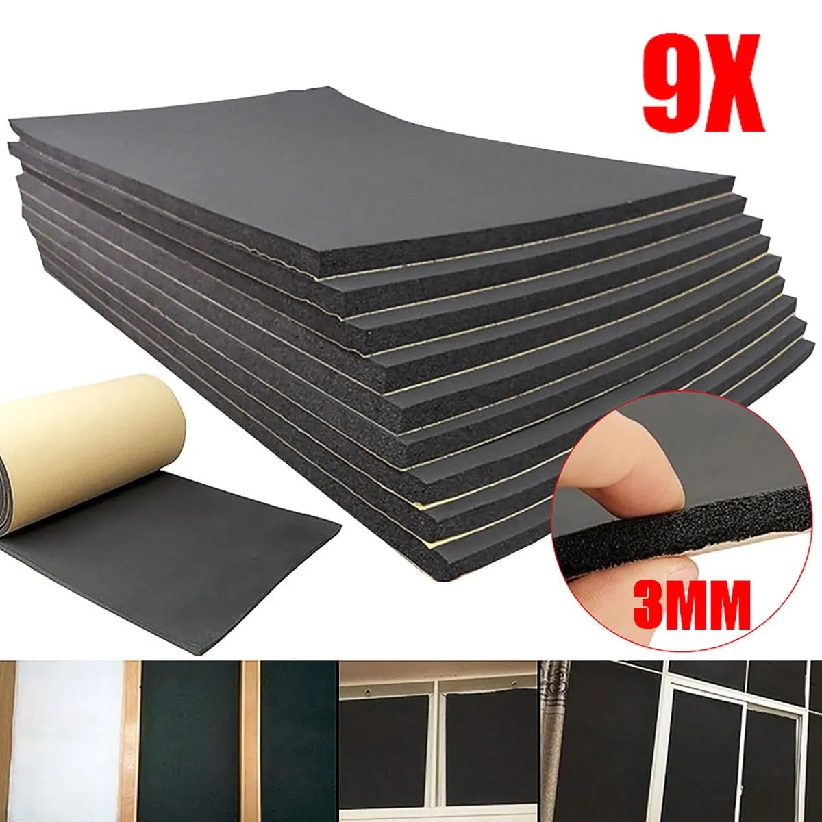 Aislamiento De AutomóViles 9 Uds 50x30cm 3mm coche insonorizado algodón amortiguador acústico aislamiento