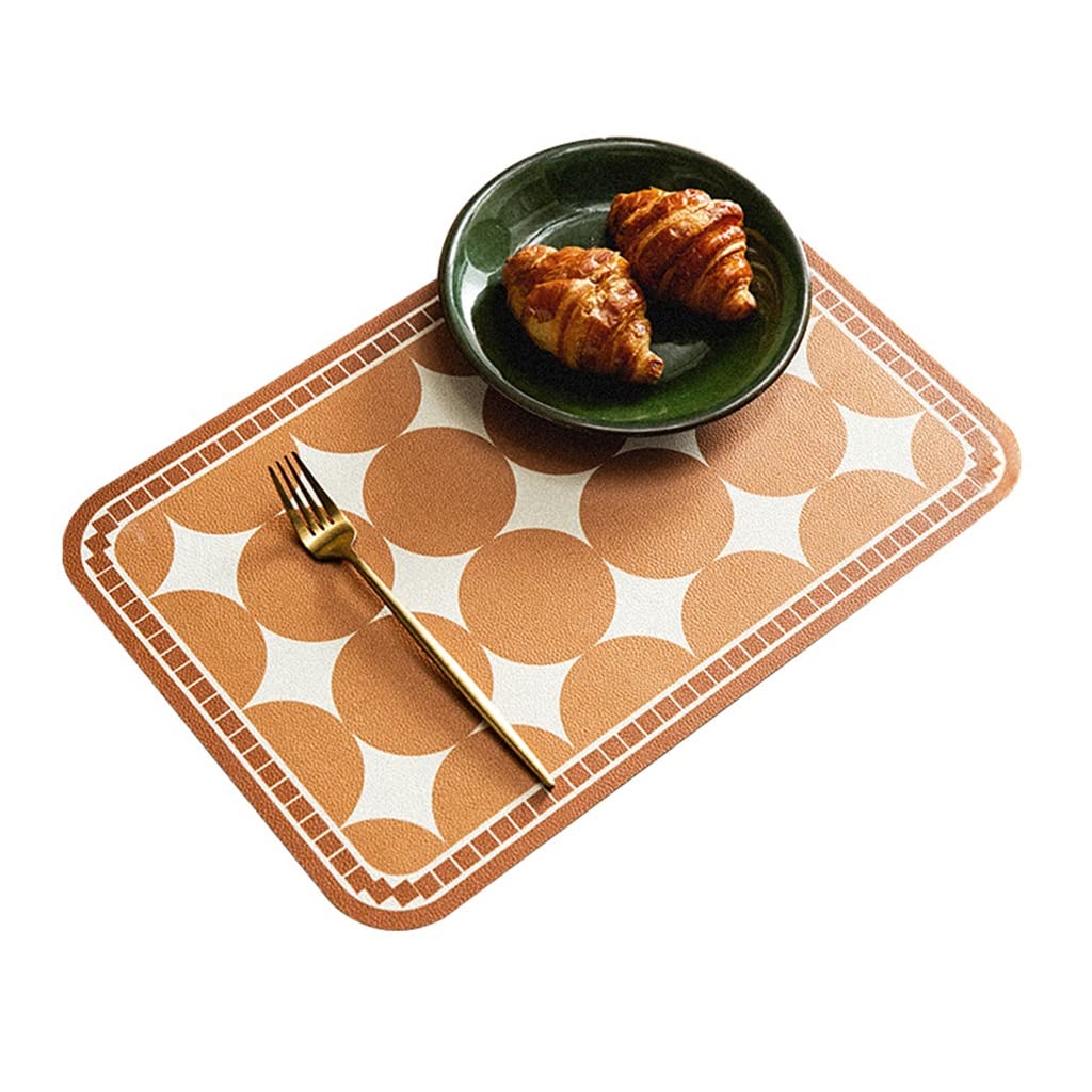 2 pièces Fleur rétro Motif Cuir Pad Table à Manger Tapis Motif Cuisine napperon décor à la Maison (A 30 * 45cm)