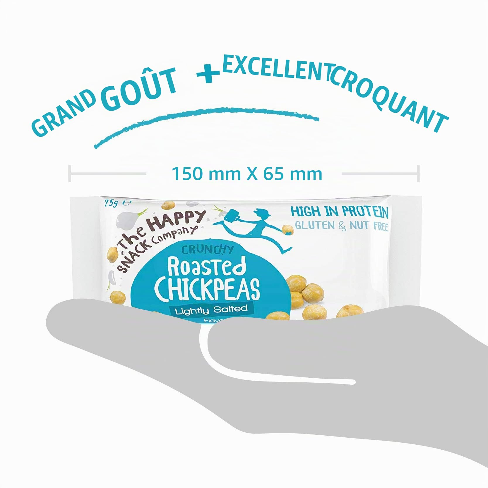 The Happy Snack Company Pois chiches rôtis, saveur légèrement salée casse-croûte santé, haute teneur en protéines, collations savoureuses sans gluten, végétalien, 96 calories, portion de 25 g, 20 lot