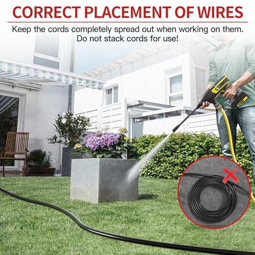 Image of 16 /3 10A 125V 1250W 100 Ft Outdoor Extension Cord Waterproof, Weatherproof & Flame Retardant Black 3 Prong Power Cord Outside for Lawn & Garden, SJTW ETL Listed