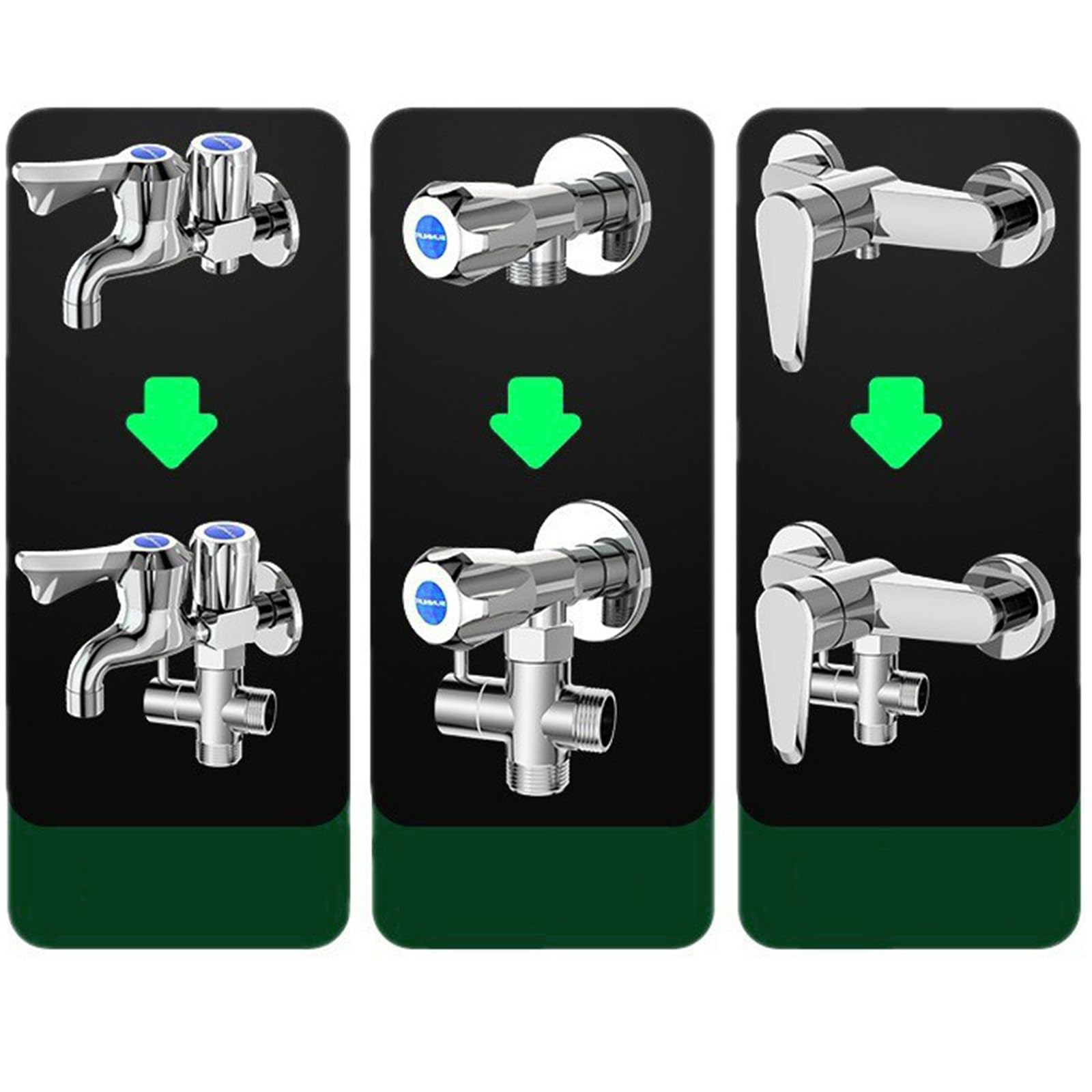 G1/2" Shower Diverter Valve, 3-Way Shower Splitter with Rubber Seal, Chrome-Plated Replacement Valve for Shower Systems - Image 4