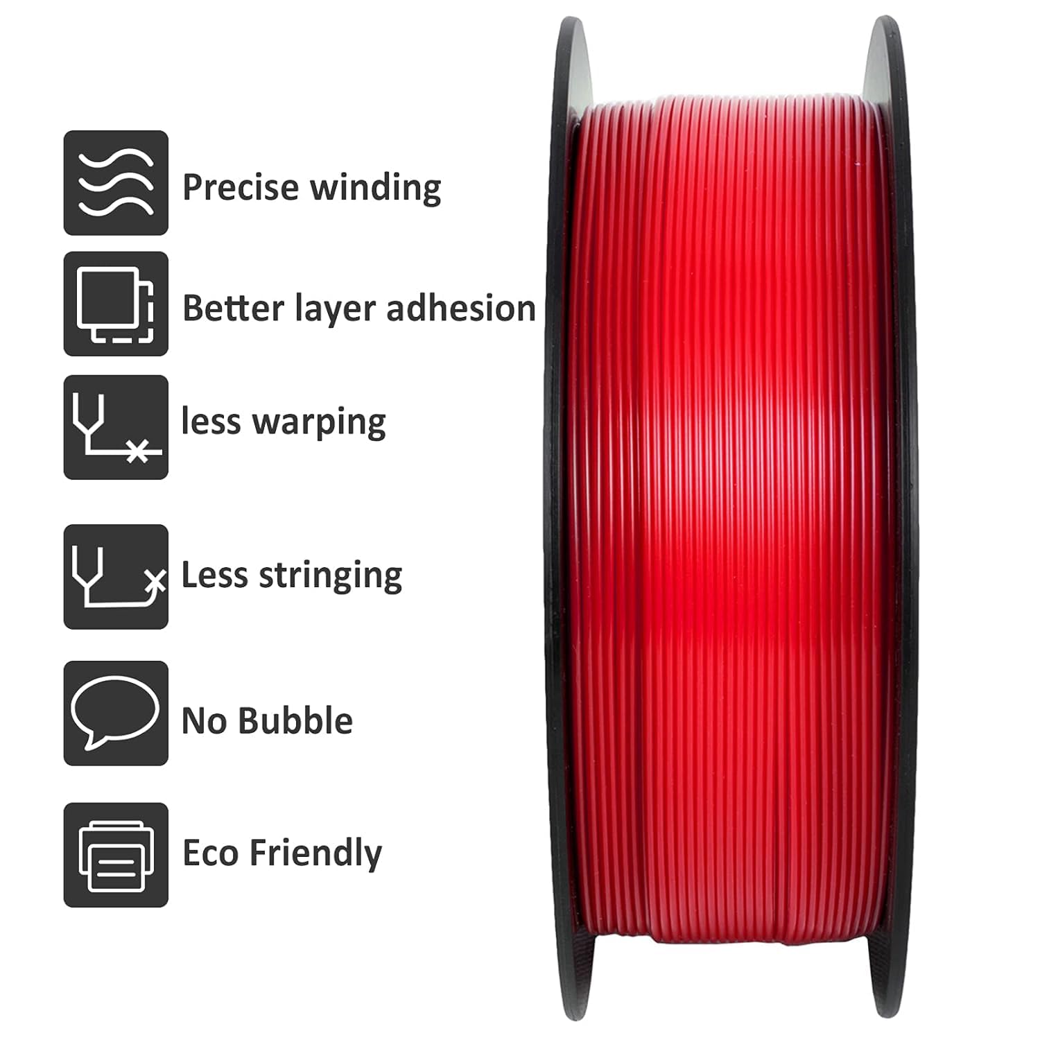 Filamento PLA 1,75 mm, GIANTARM Stampante 3D PLA Filamento 1 kg Spool (Rosso)