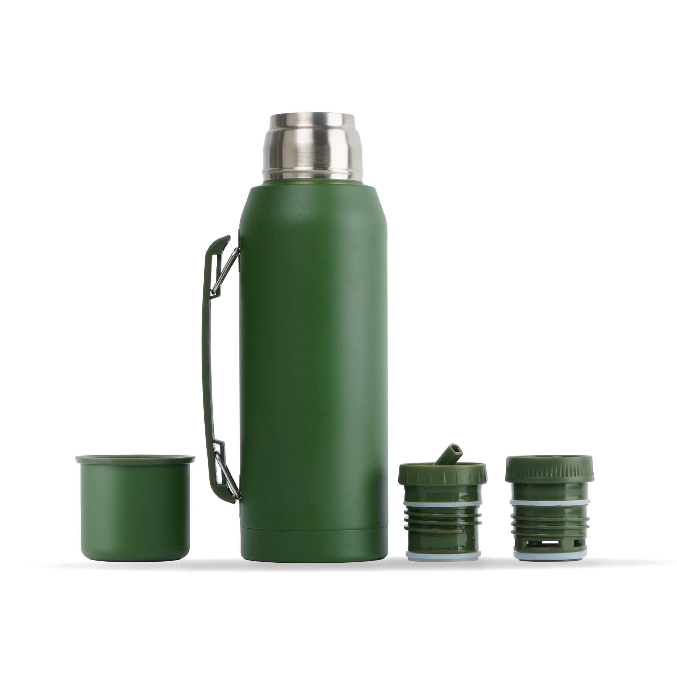 BALIBETOV Thermal Flask for Mate – 33.8 fl oz Vacuum-Insulated Stainless Steel Bottle with 2 Interchangeable Pouring Lids (Regular & Mate Precision) – BPA-Free Green 33.8 Ounces