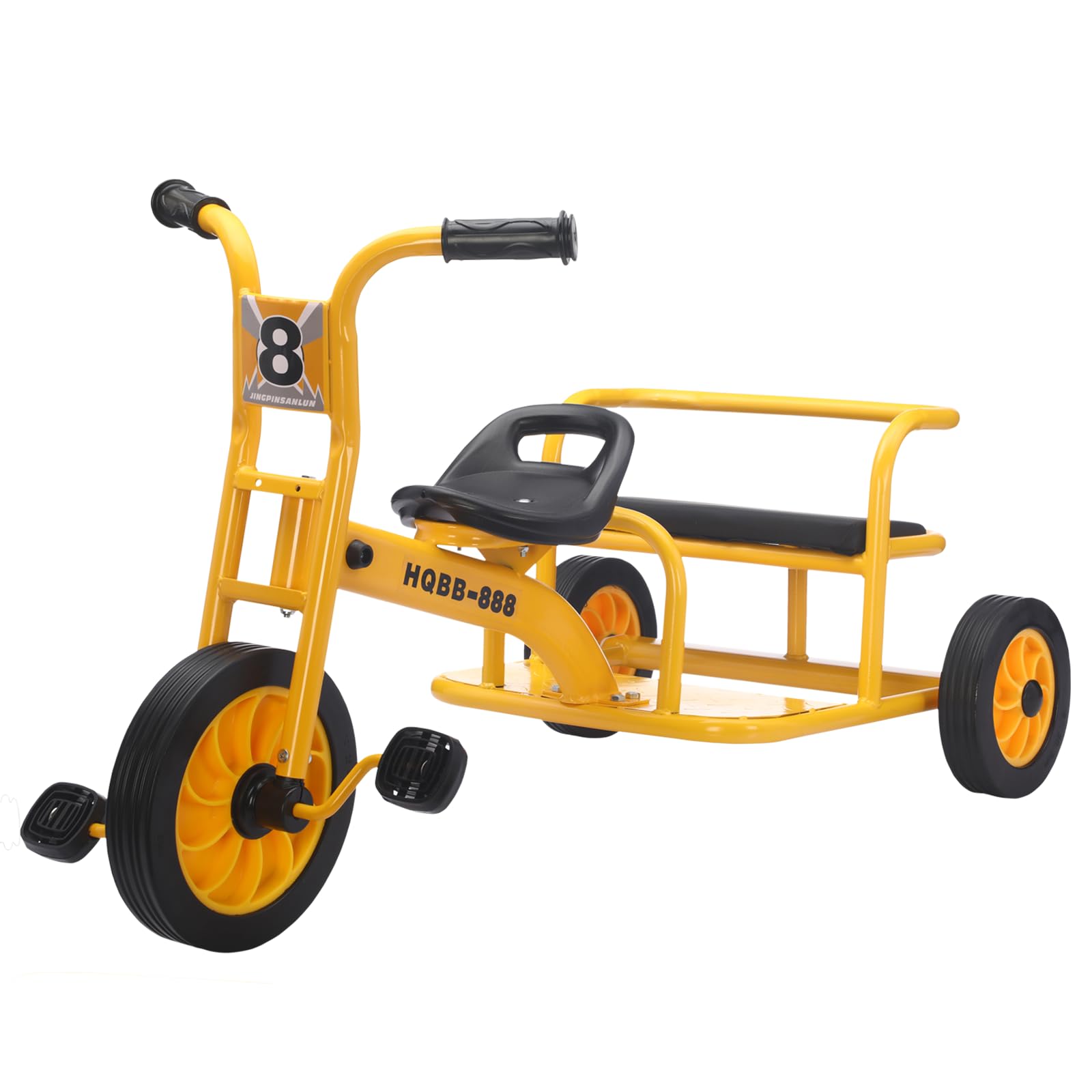 Kids Tricycle for Ages 2-8, Kids Trike Bike with Adjustable Seat, Airless Rubber Tires and Rear Padded Seat, Preschool Daycare Tandem Tricycle, Gift