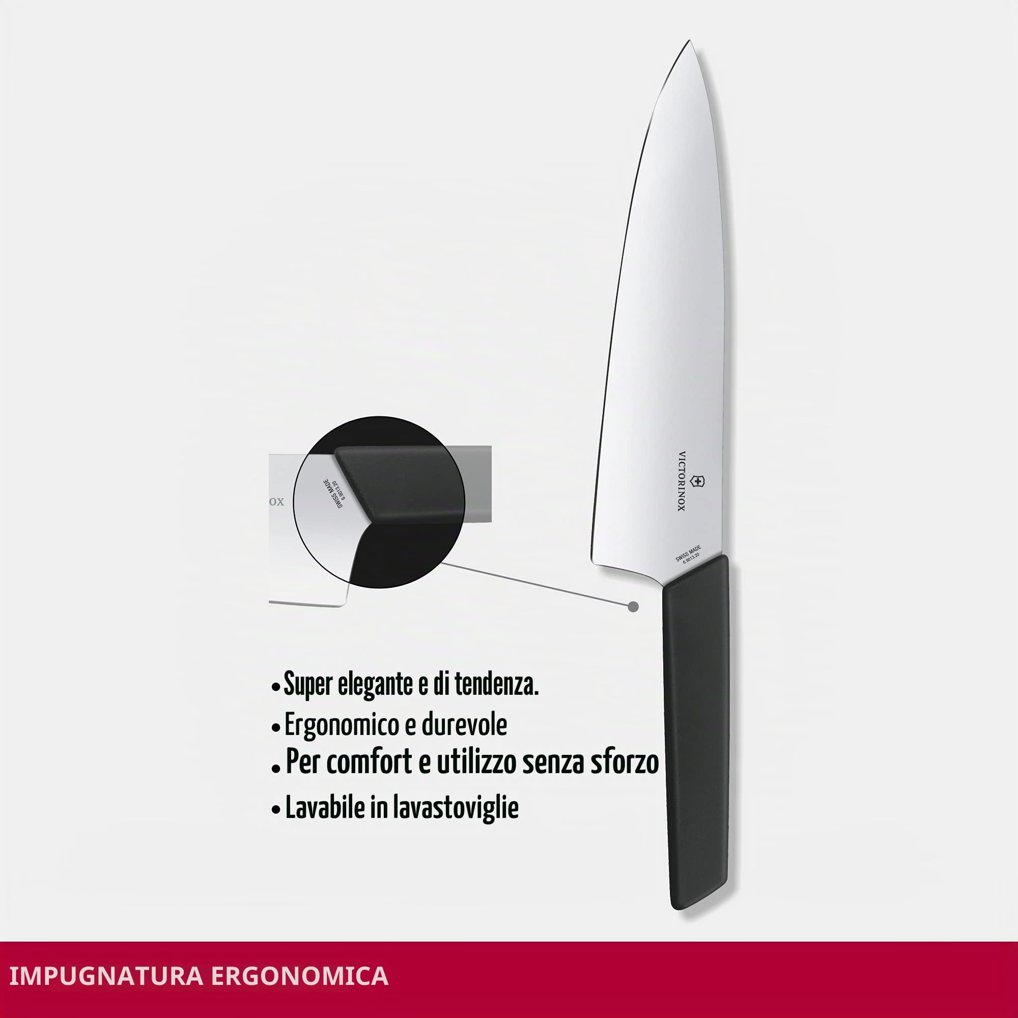 Victorinox Swiss Modern, coltello per sfilettare con lama extra larga, lavabile in lavastoviglie, nero, in acciaio