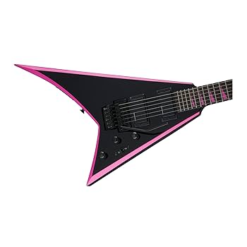 BLACK ROSE ビラ Jackson X Series Rhoads RRX24 - Black with Neon Pink Bevels