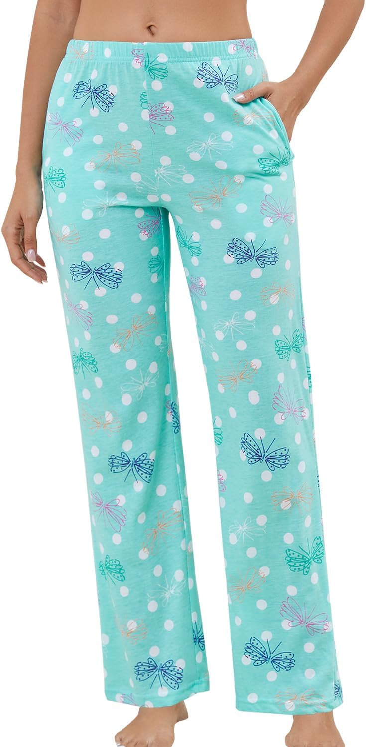 PNAEONG Women Cotton Pajama Pants Comfy Pj Bottoms Soft Printed Lounge Pant with Pockets