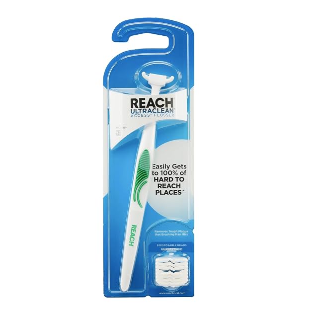 REACH Ultraclean Access Flosser Starter Kit Unflavored Plaque Remover for Teeth for Hard to Reach Areas Oral Care