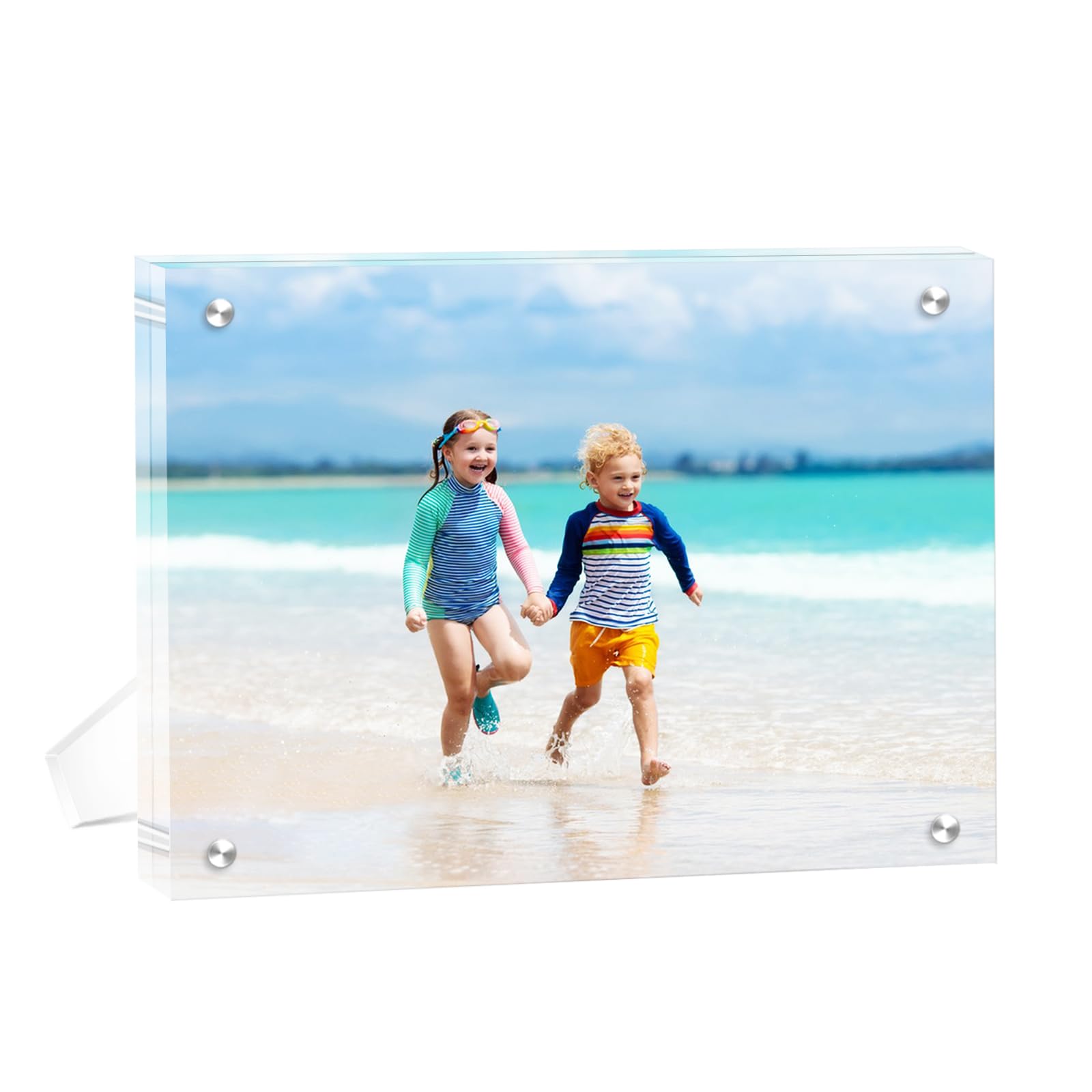 1 confezione (20 × 25) cornici magnetiche trasparenti in acrilico trasparente autoportante Lucite blocco cornice senza cornice da scrivania per casa ufficio
