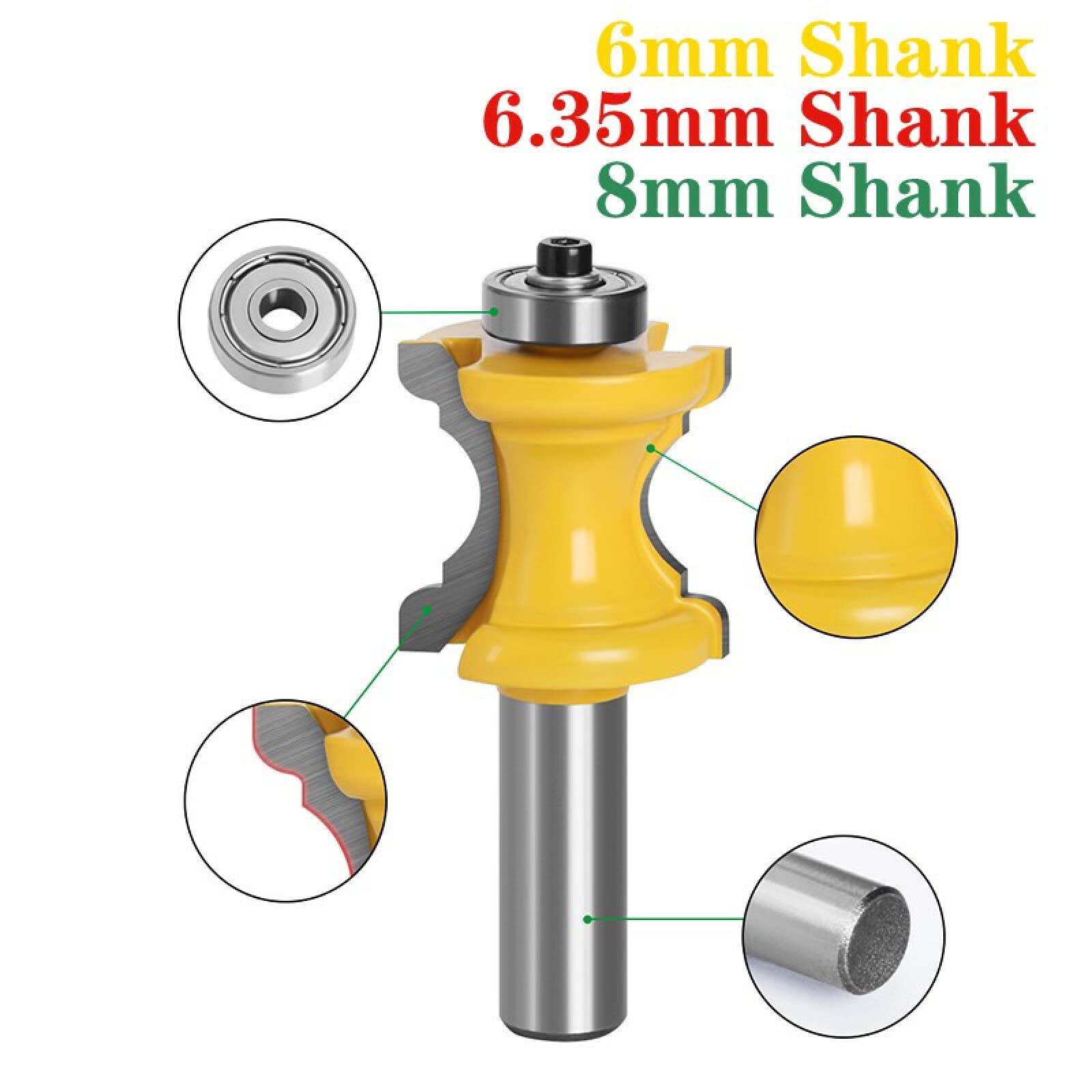 1Pc 6mm/6.35mm/8mm Shank Concave Radius Frese Convex Column Line Moulding Router Bit Cutter per la lavorazione del legno,gambo 8mm