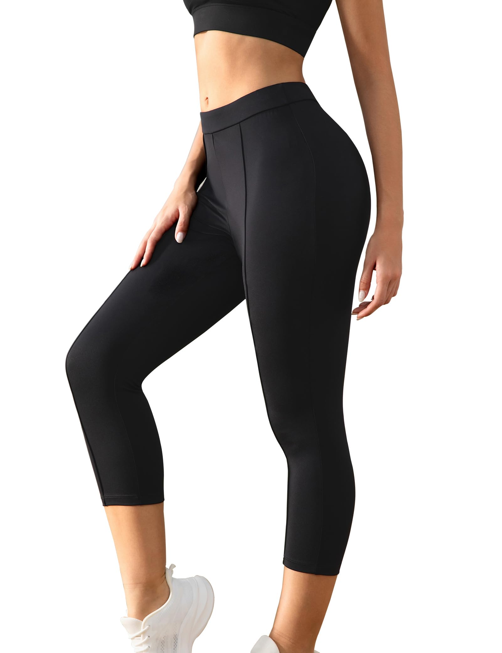Womens Super Stretchy High Waisted Pants Business Casual Office Trousers Black Pull on Career