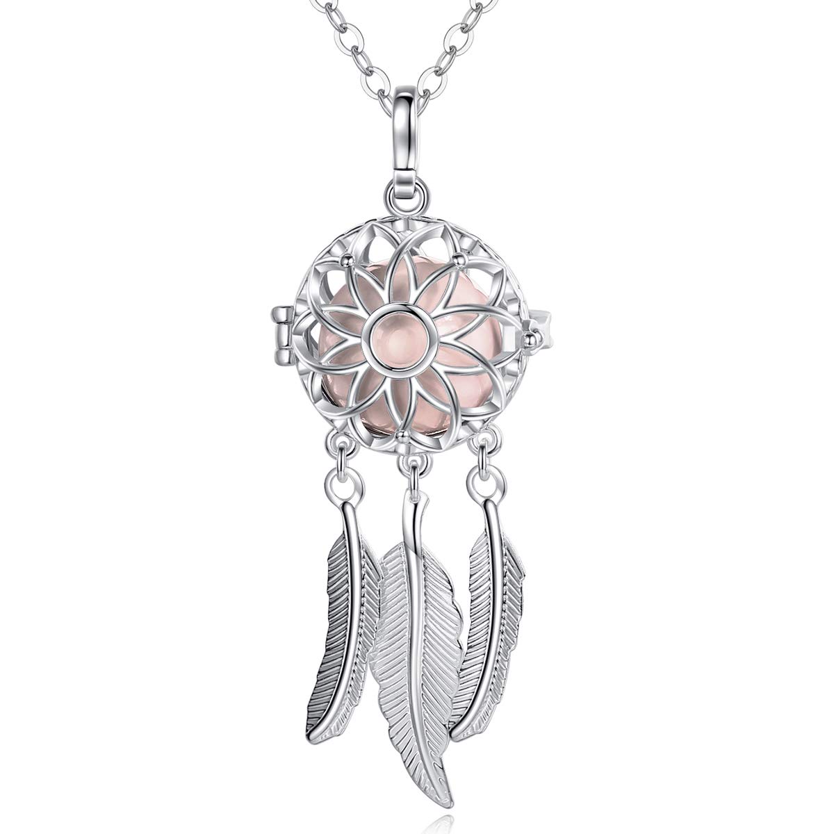 Collana Chiama Angeli Gravidanza con Cacciatore di Sogni Collana Ciondolo di Carillon Musicale per Donna, Regalo di Gioielli, Catena da 76 cm e 114 cm