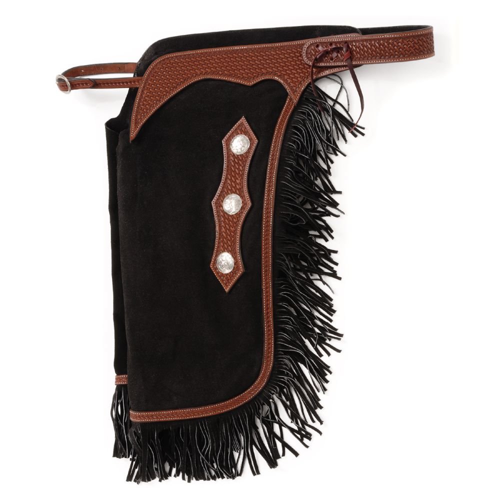 Tough 1 Suede Leather Silver Concho Chinks Large B