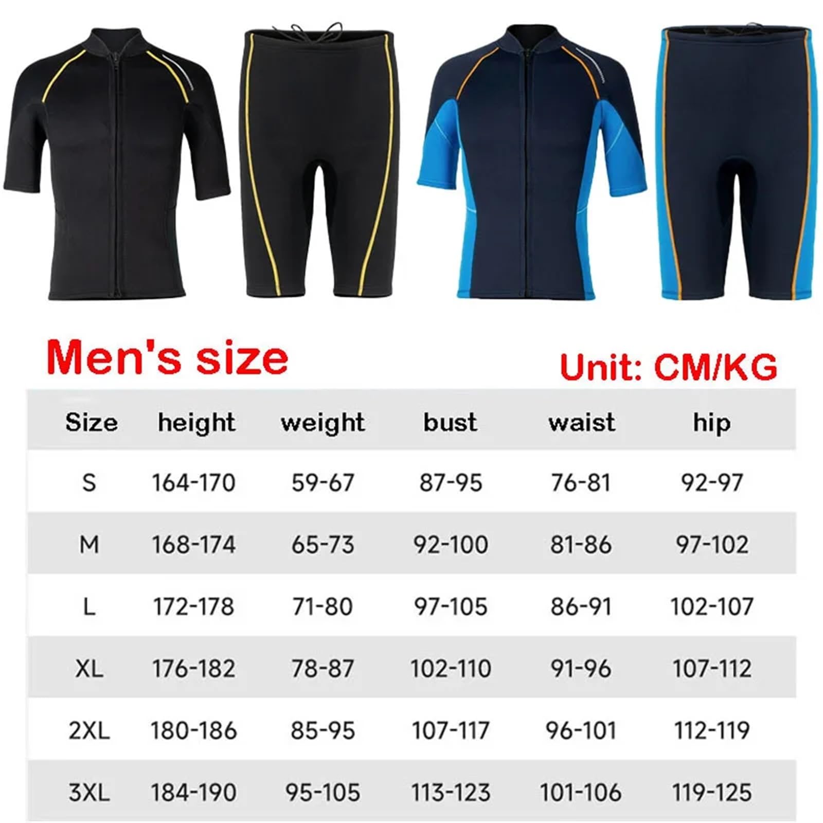 Combinaison néoprène Fendue 1,5 mm for Homme, Manches Courtes, Veste Anti-Froid, Surf, plongée, Pantalon Noir Court(Blue Top,L)