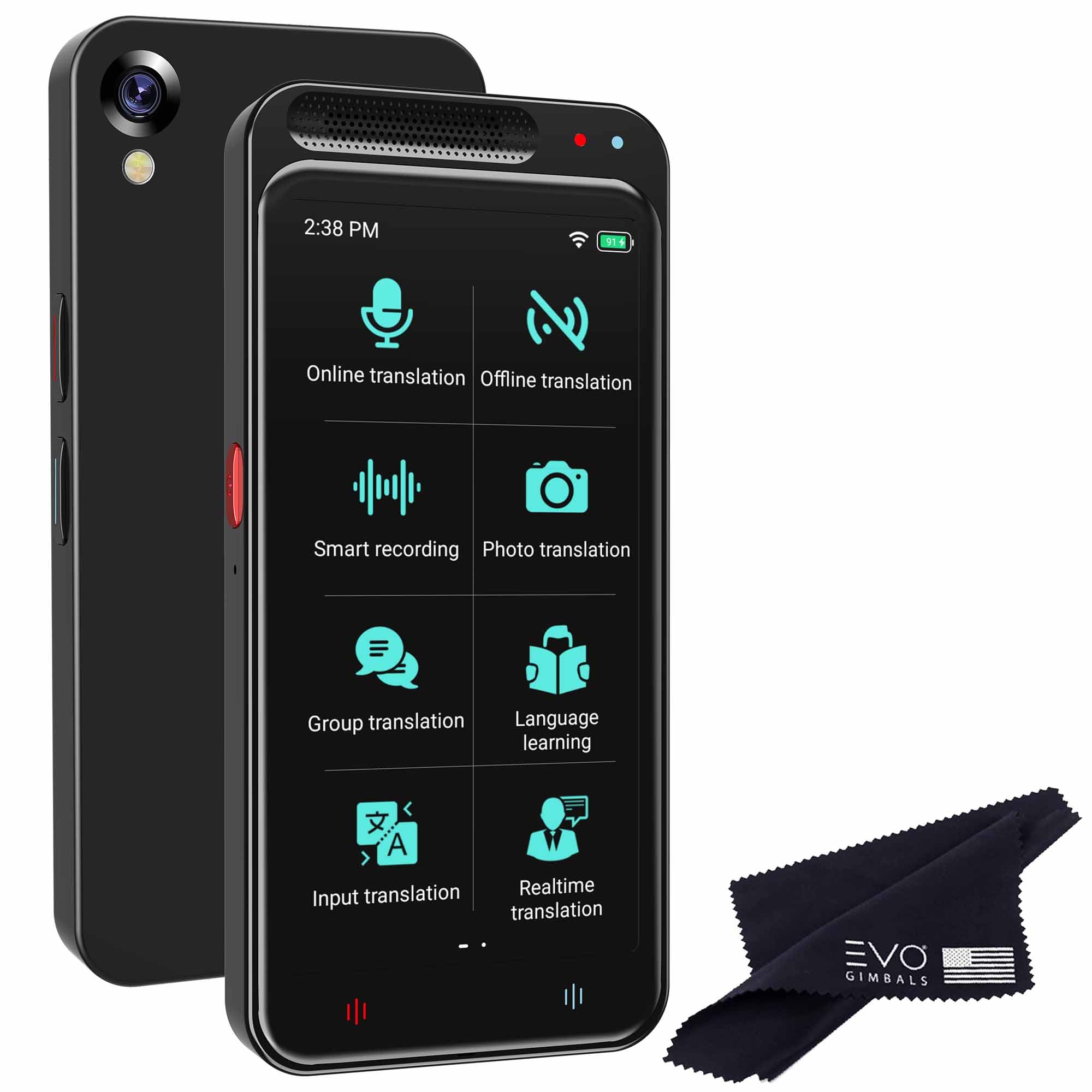 EVO Gimbals AI Translator, Small and Portable Translator Device with 138 Languages Real Time, Online and Offline Instant Two Way Voice and Photo