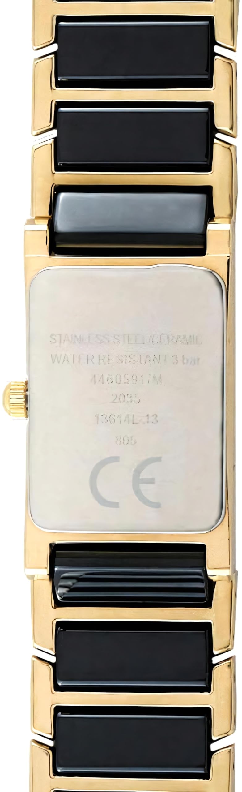 Dugena Damski kwarcowy zegarek na rękę, ceramika, hartowane szkło mineralne, Quadra Ceramica, czarny/złoty, Pasek