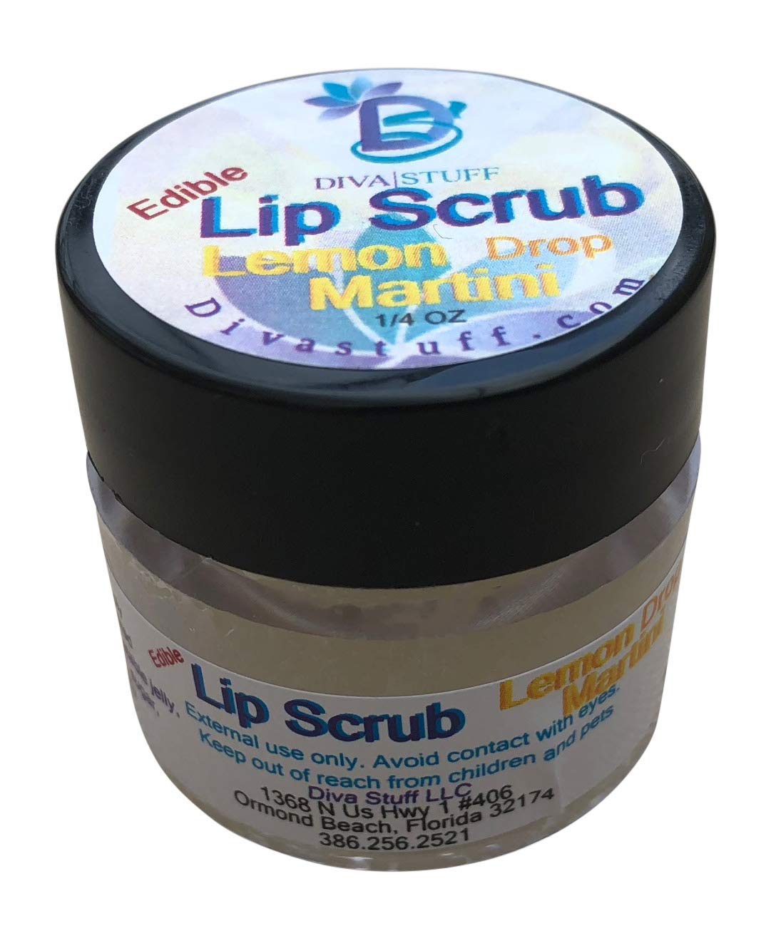 Diva StuffUltra Hydrating Lip Scrub for Soft Lips, Gentle Exfoliation, Moisturizer & Conditioner, Lemon Drop Martini – ¼ oz (Made in the USA)