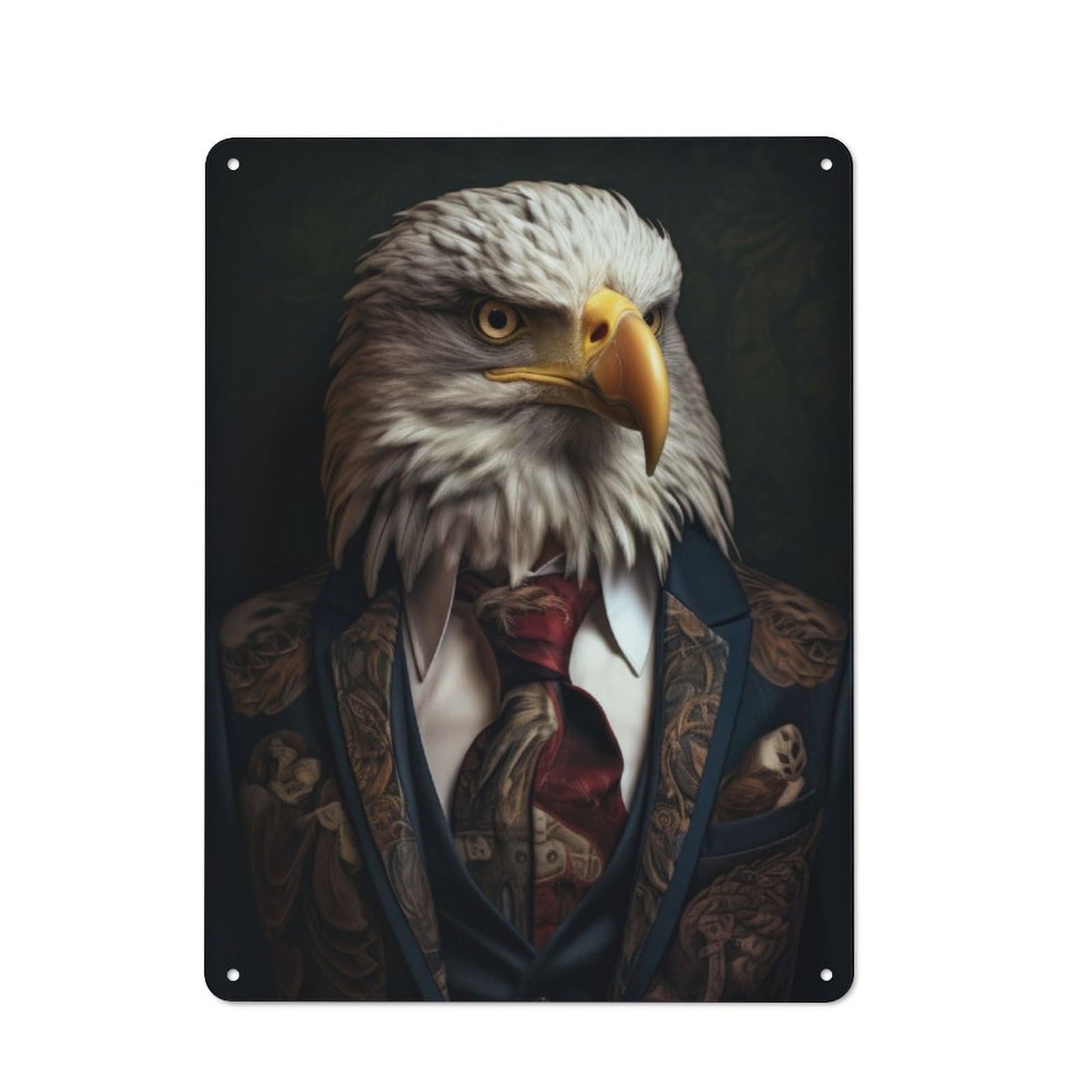 Junmoney Portrait Of Eagle Rustic Metal Sign 40X30cm Featuring For Living Room Wall, For Vintage Wall Decor Fans, For Metal Sign Collectors