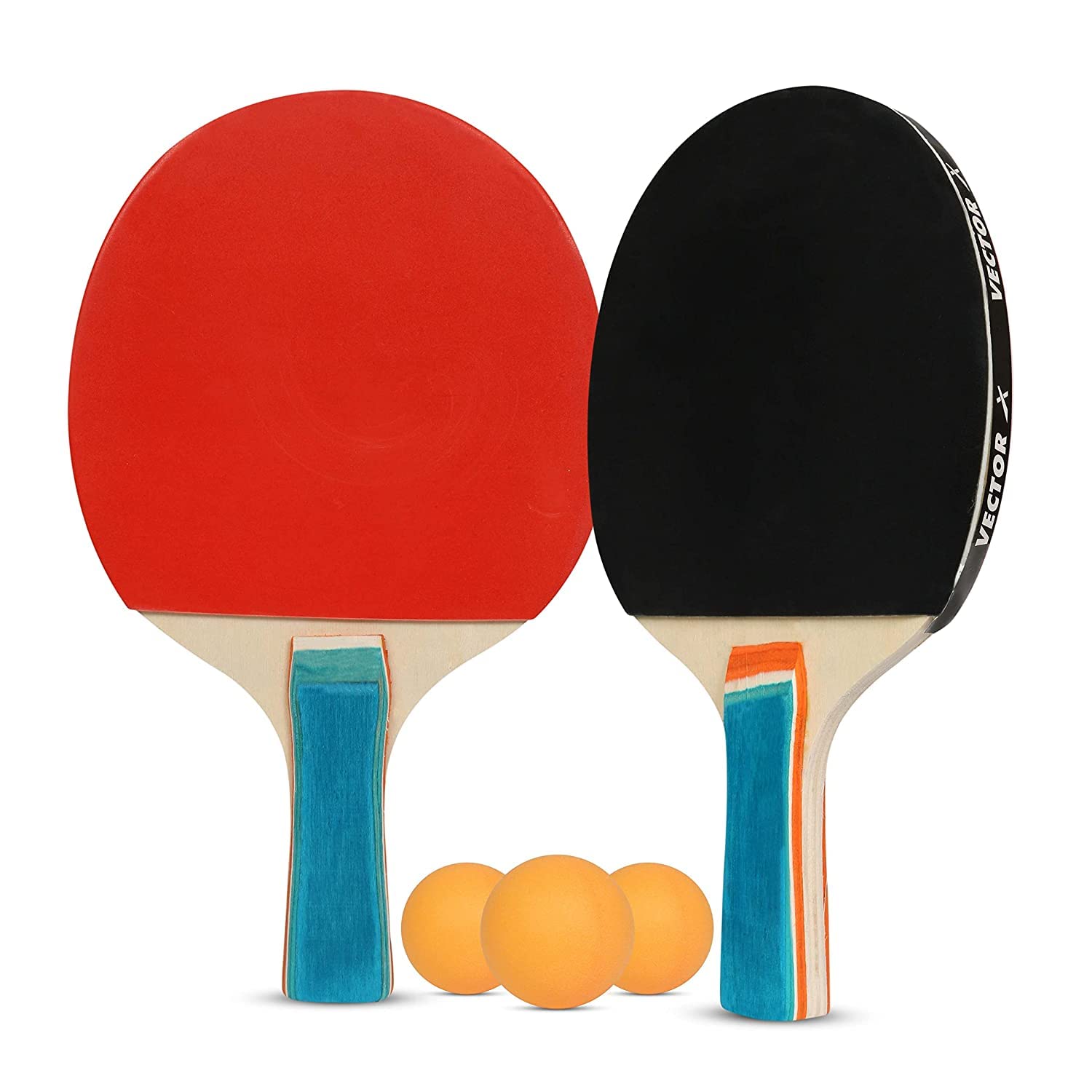 AL ATASH Wooden Table Tennis Set, 2 Rackets, 3 Ping Pong Balls with Cover Case (Multicolor)