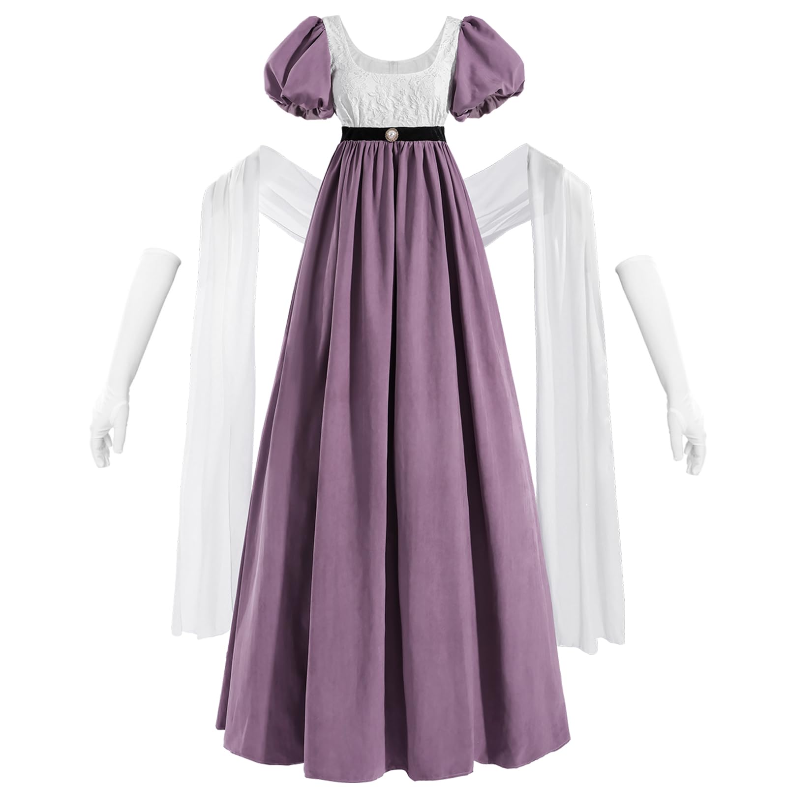 NSPSTT Purple Regency Dresses for Women Tea Party Empire Waist Dress Victorian Ball Gown