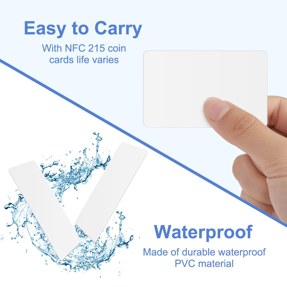 NTAG215 NFC Card, 10 pezzi, Compatibile Smartphone NFC, 504 Byte Memoria