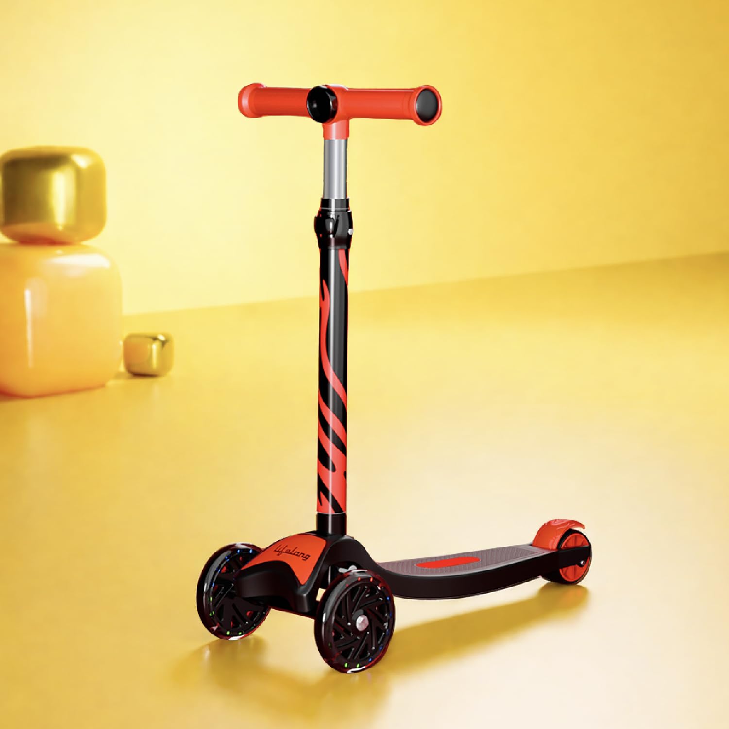 Lifelong Kick Scooter with Adjustable Height - Foldable - Skate for Kids with LED Wheel - Max User weight-50 kg, Red & Black, LLKS35 — Amazon image 8