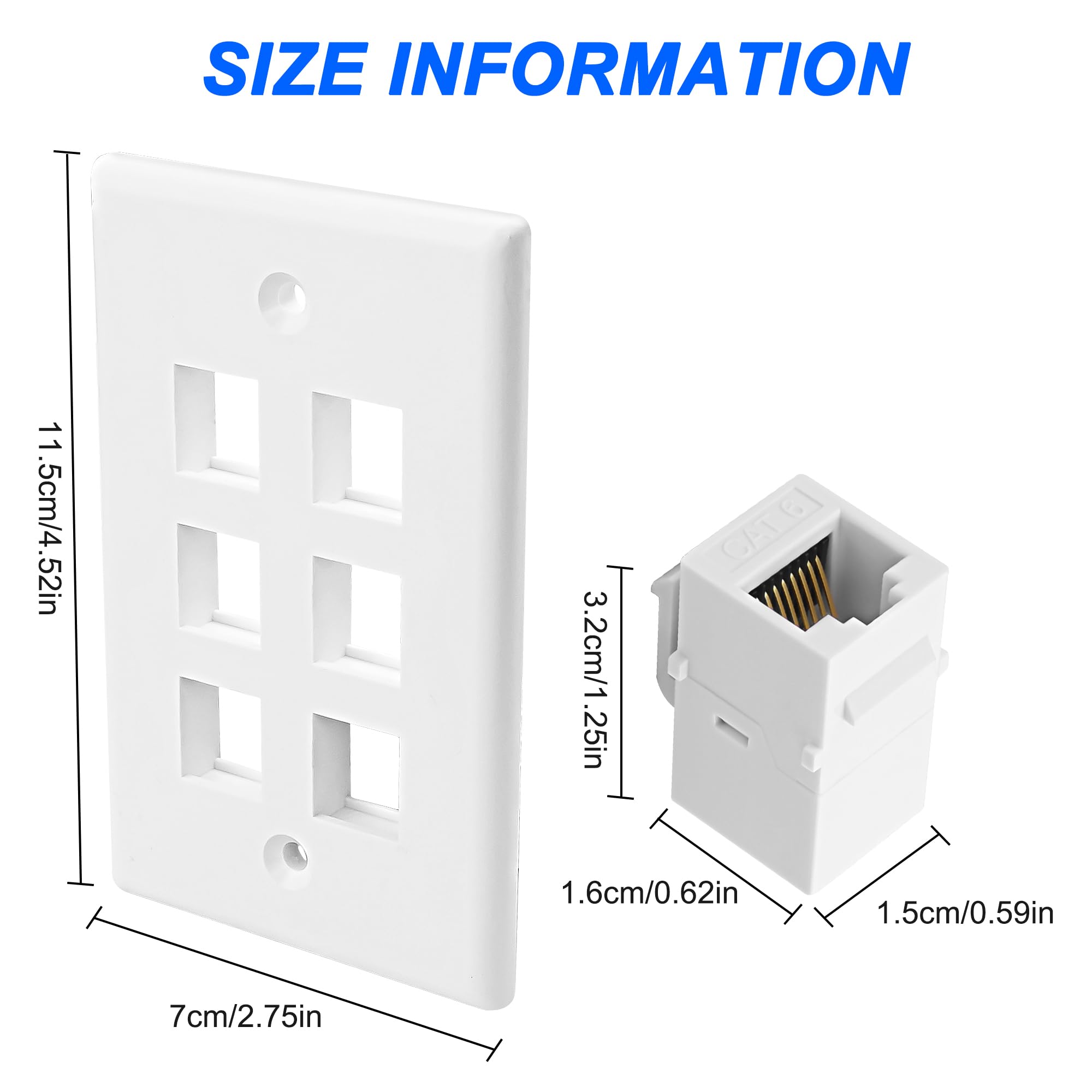 MEIRIYFA Pannello da parete HDMI RCA 6 porte Keystone 3 RCA + 1 Cat6 + 1 Coassiale TV + 1 HDMI Femmina