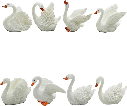 12 mini figuras de cisne blanco de 2 pulgadas para decoración de pasteles de cisne en miniatura, cisnes de resina, accesorios de jardín de hadas
