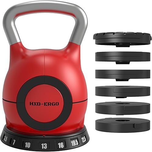 HXD-ERGO Adjustable Kettlebell Weight Set-Quickly Adjusts Weights, Comfortable Grip, Ergonomic Kettlebell Sets For Home Gym