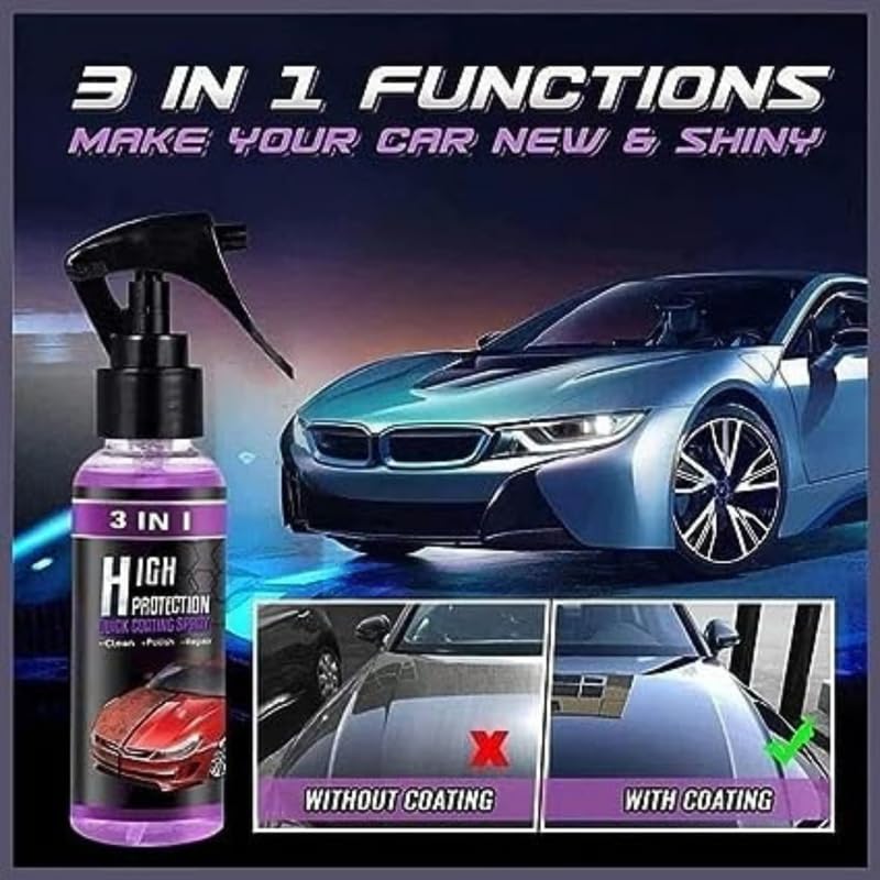 Lootzoo 3 In 1 High Protection Car Coating Spray Clean, Polish