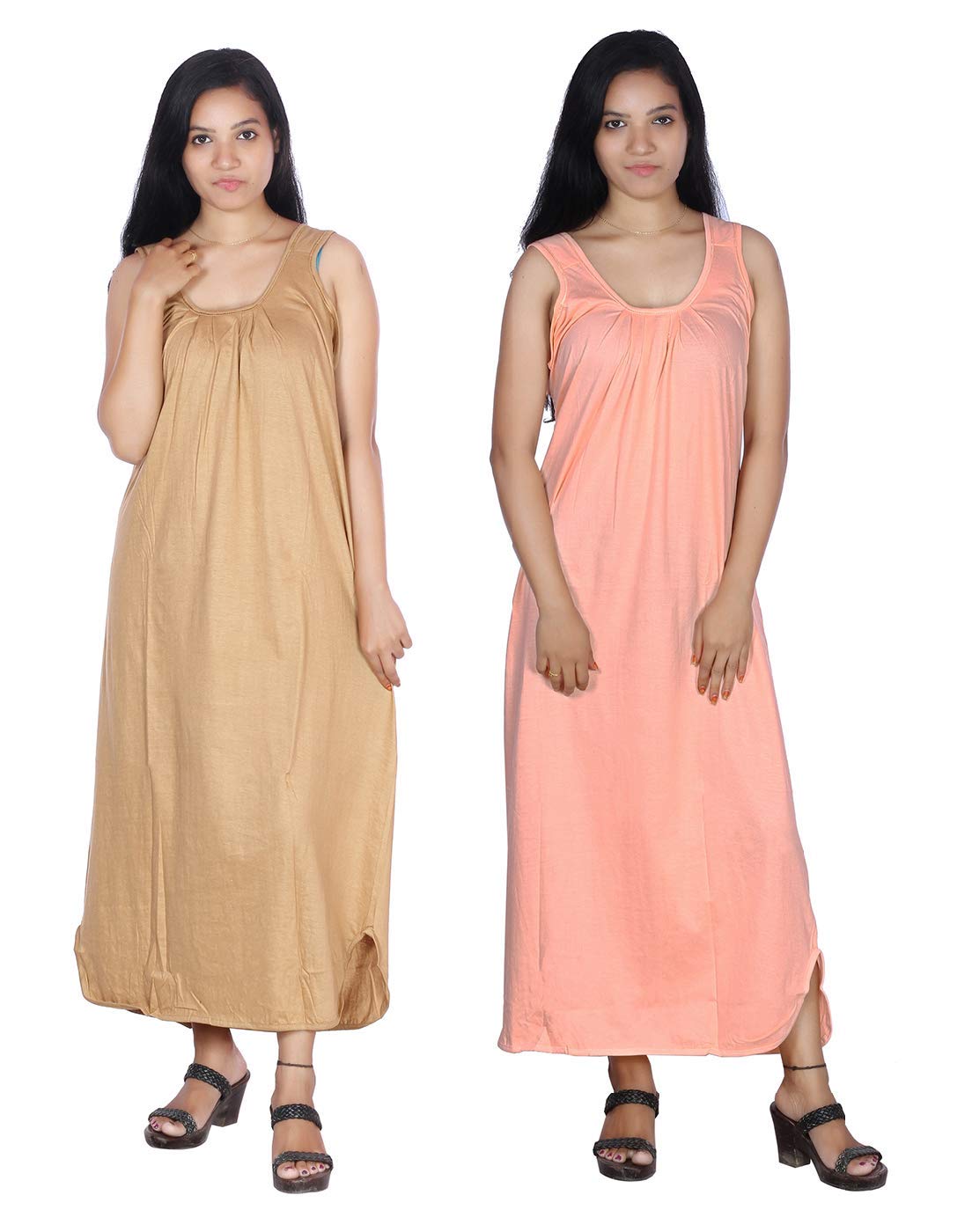 Rylie Women's Cotton Fabric Long Nighty Slip/Chemise - Full Length Camisole for Women - Plus Size Nighty - Kurti Slip