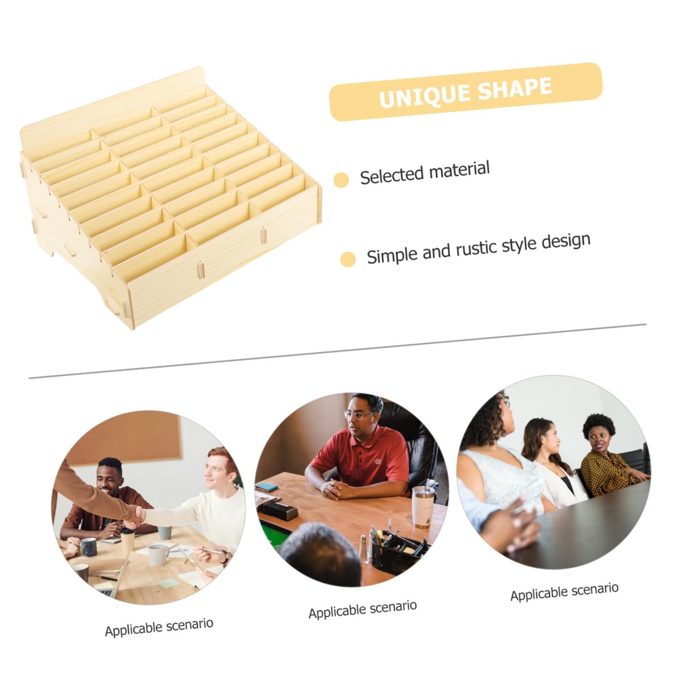 iplusmile Organizer da Scrivania in Legno Khaki 30 Scomparti, Capacità di Carico Elevata e Design Rustico Semplice per L'organizzazione di Cancelleria e Oggetti in Soggiorno