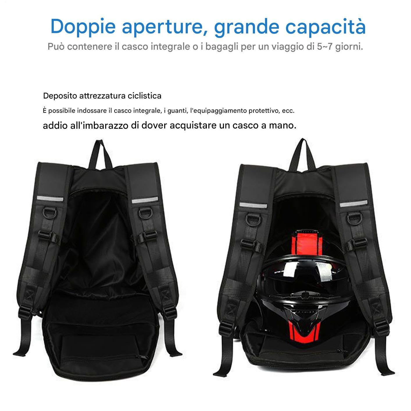 Generico Zaino per la guida in moto, zaino per il casco per moto - Zaino impermeabile a grande capacità - Viaggia Daypack, borsa da basket multifunzionale per uomini e donne