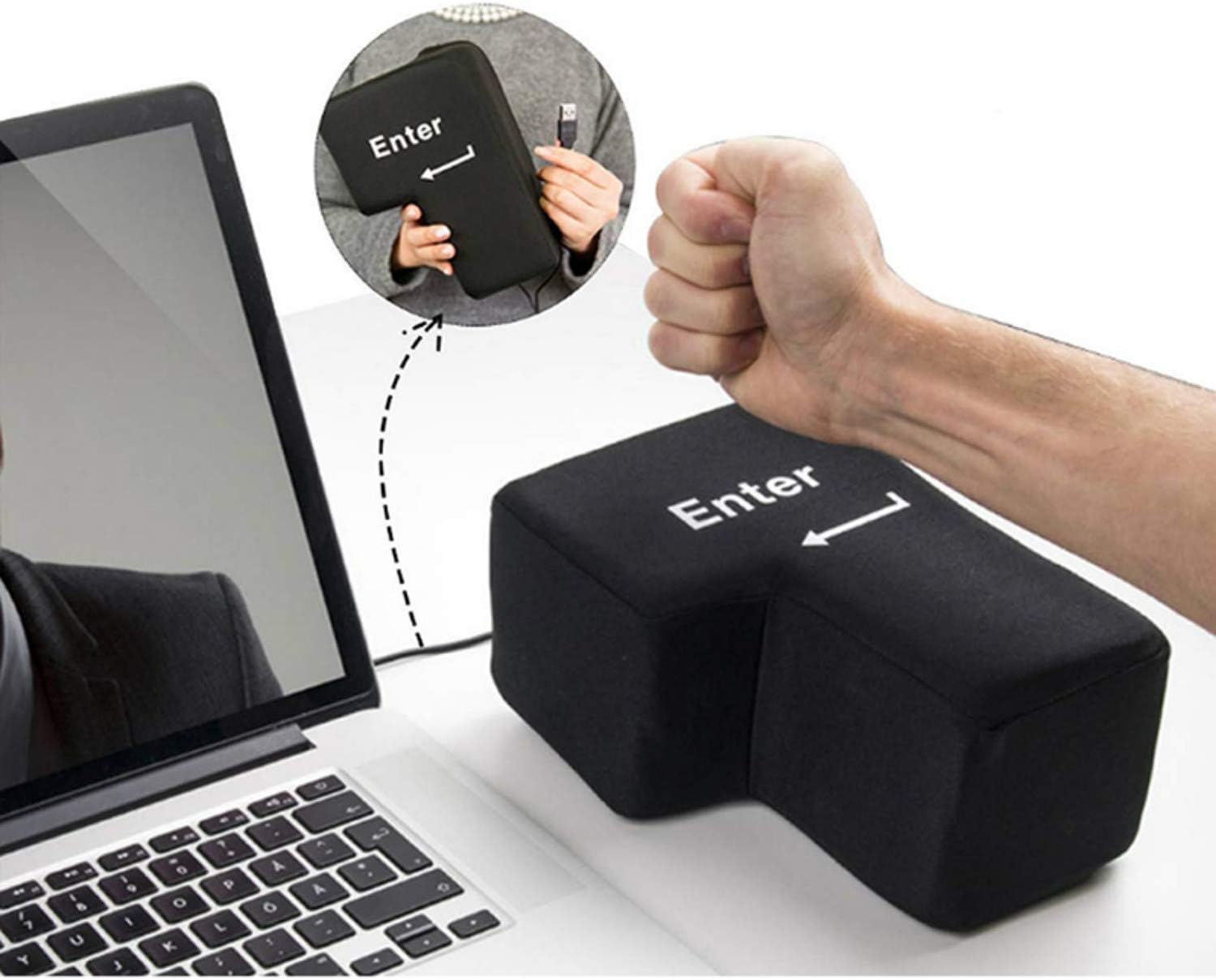 OnefunTech Big USB Enter Key Anti Stress Button Decompression Computer Any Vent Pillows Desktop Pillow Offices Stress Relief Toy