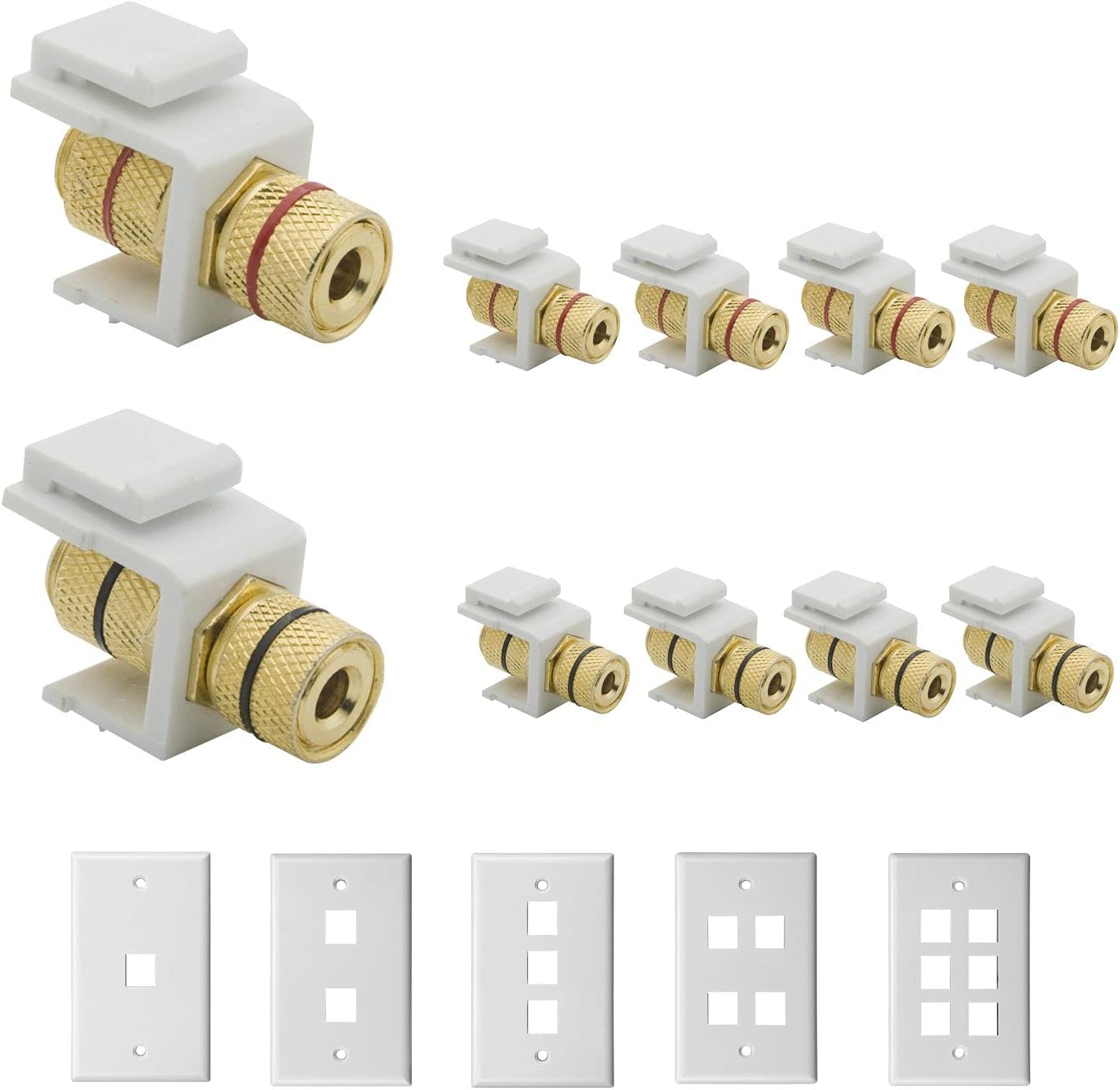 4 Pack Speaker Wall Plate with Low Voltage Mounting Bracket for Banana Plug 1.0 Speaker Home Theater