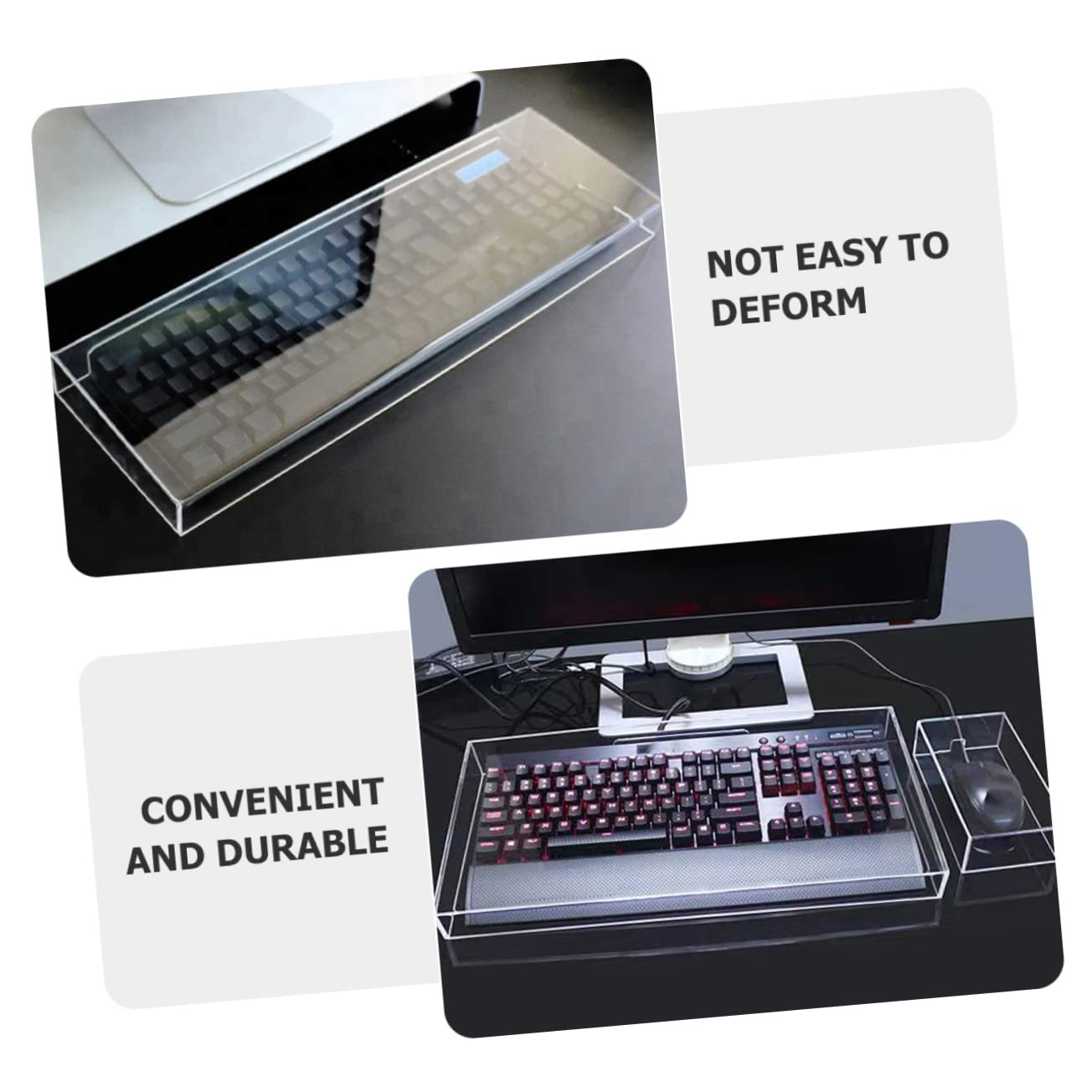 NUOBESTY Protection de Clavier Transparente en Acrylique Protège Éclaboussures et Saletés 470x235x55mm Couverture Anti-poussière Étanche pour Clavier Mécanique Bureau