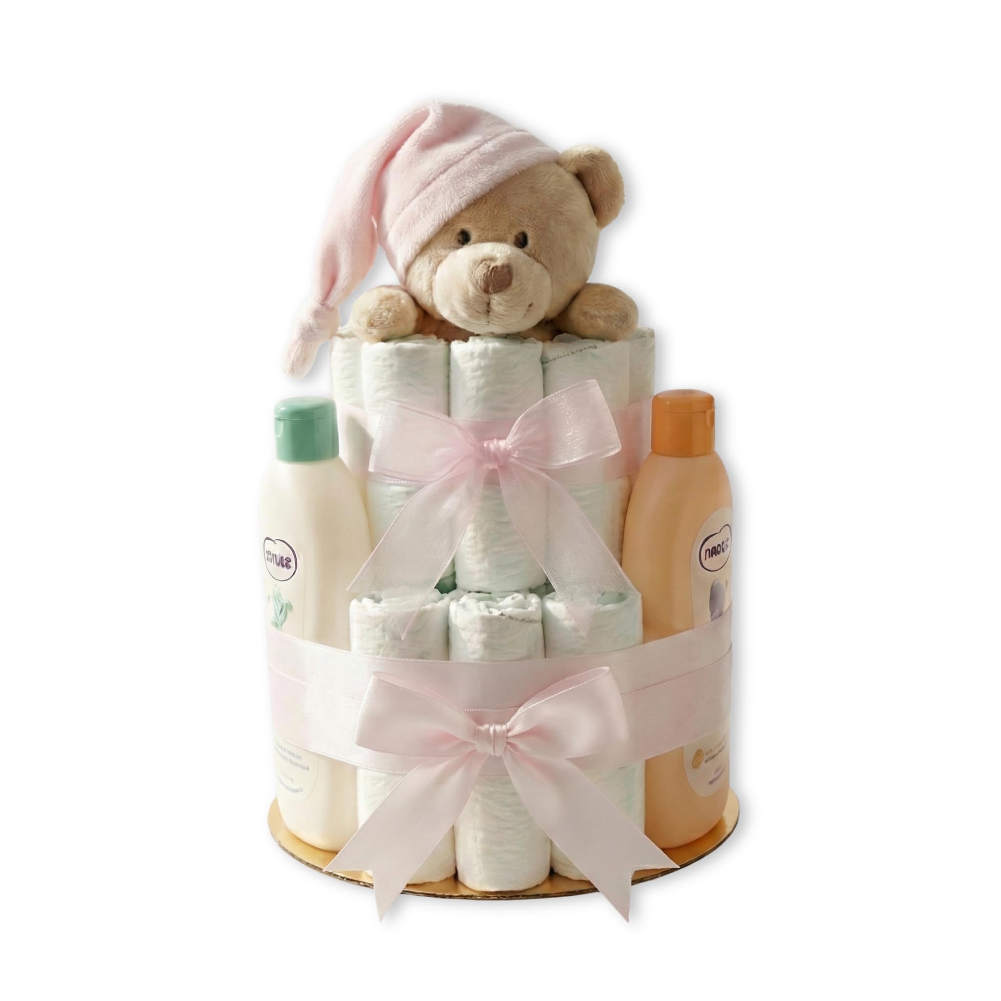 Tarta de Pañales DODOT | Pastel de Pañales para Niña | Regalo Original para Recién Nacido | Regalo para Bebé | Modelo NENUCO Doudou Rosa - MyLittleBabies
