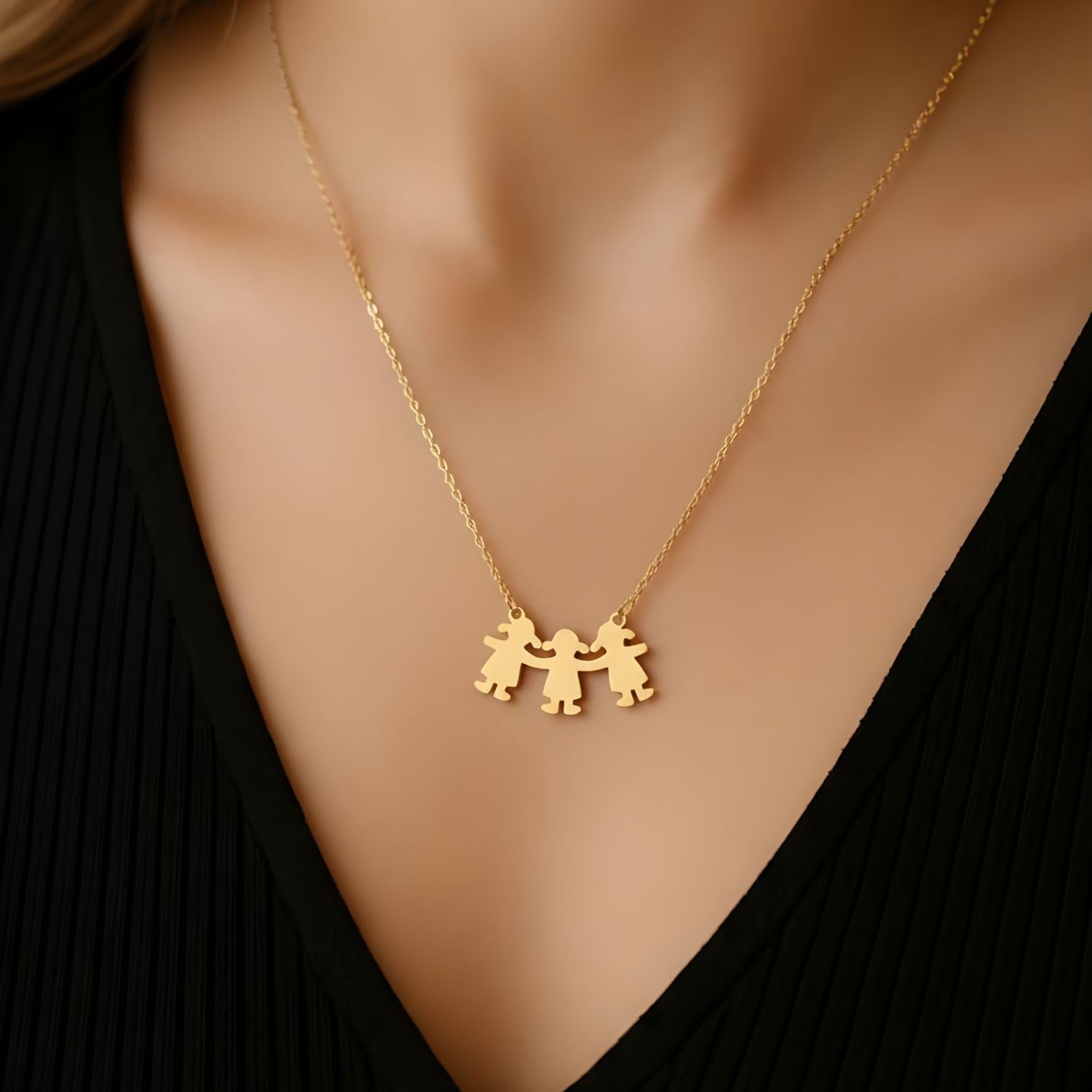 Collar con Colgante de Niños o Niñas Personalizable en Plata de Ley 925 o Bañado en Oro – Regalo Ideal para Mamás o Abuelas – 45cm + Alargador