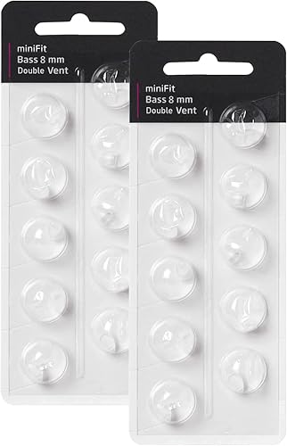 Cúpulas de audífonos para reemplazos Oticon, Cúpulas para graves de doble ventilación Oticon Minifit (0.315 in2 paquetes), cúpulas universales para
