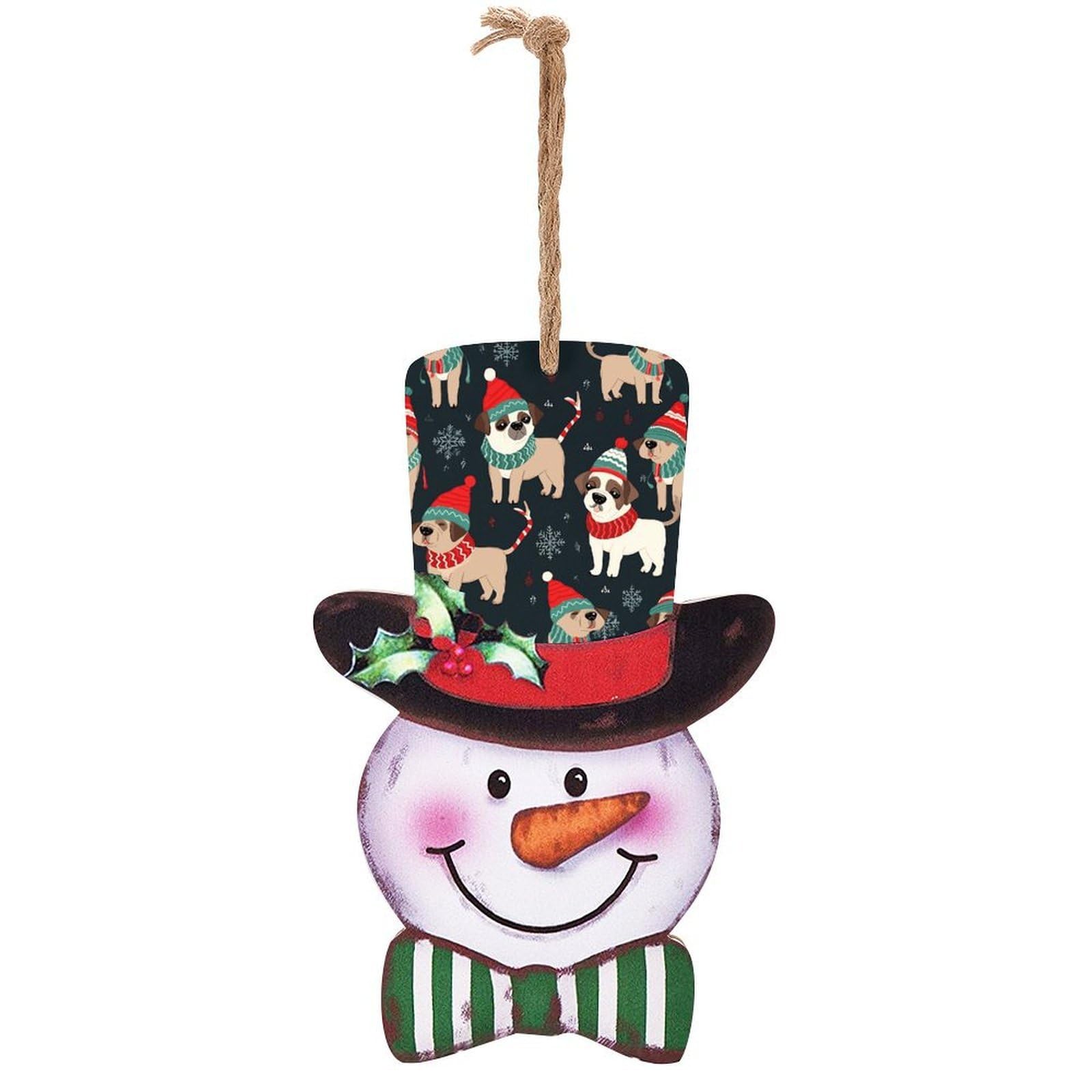 Merry Christmas Dog Snowman Decor Christmas Snowmans Hanging Decors Wooden Exquisite Holiday Decoration Sign for Home Window Wall Farmhouse Indoor Outdoo