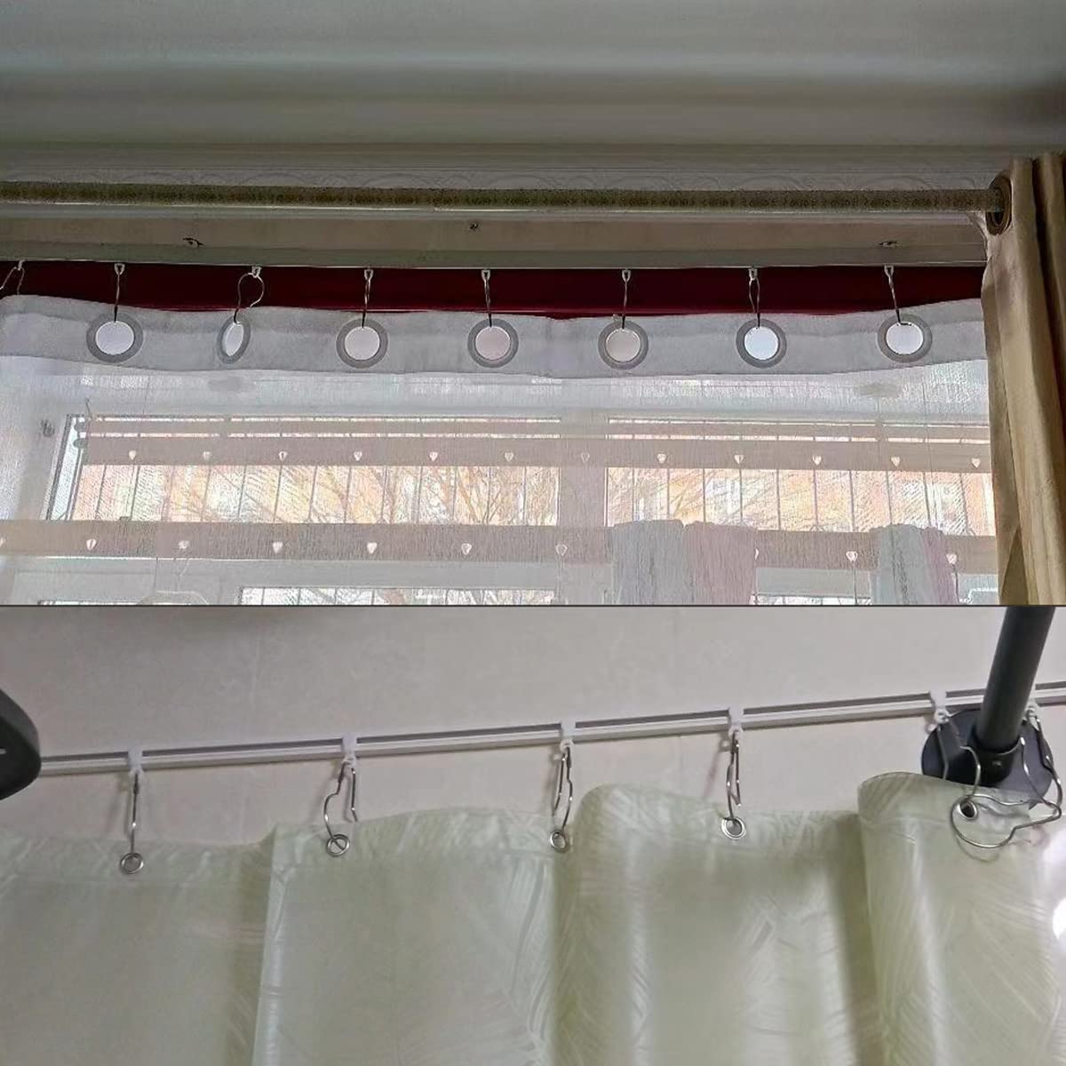 200 ganci per tenda da doccia resistenti alla ruggine, anelli decorativi in metallo, facili da installare, ganci per tende da doccia, aste per tende, fodera per tenda da doccia