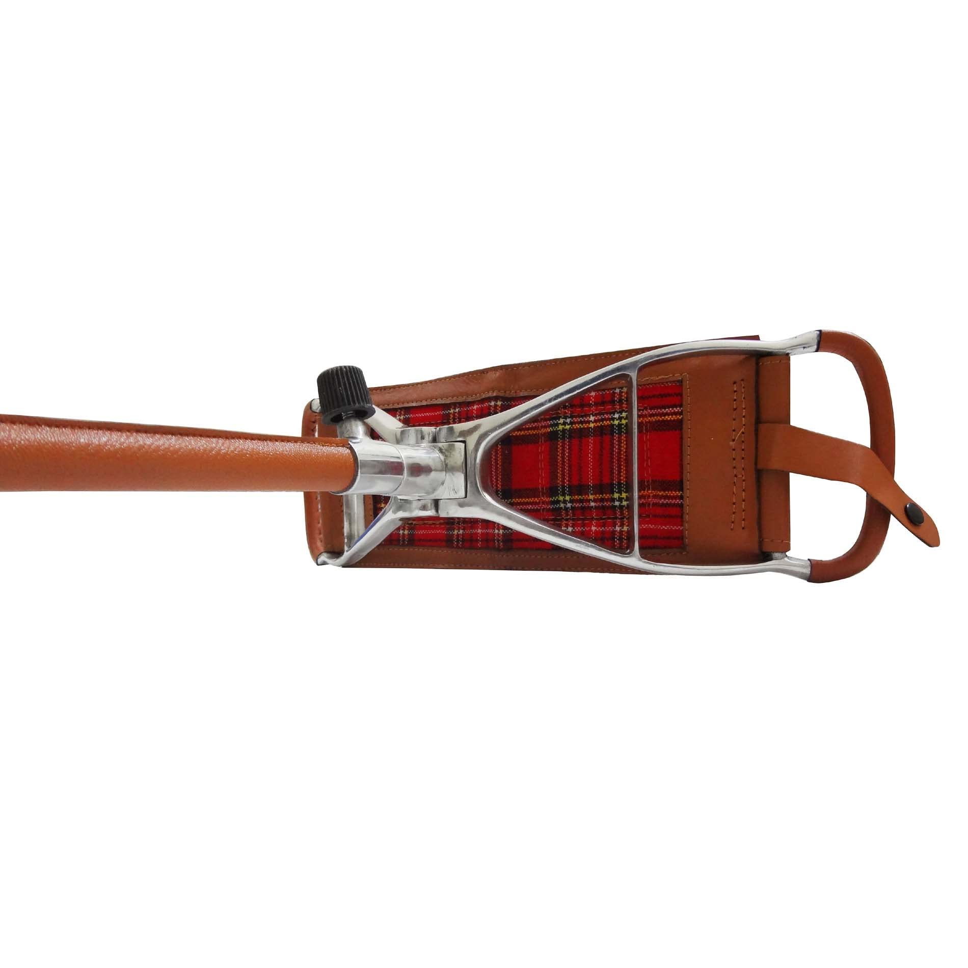 Schießsitzstock mit braunen Leder-Klappstühlen, leichter, langlebiger Gehstock, Jagdausrüstung, verstellbare Gehstöcke, Royal Stewart Tartan-Einsatz, Polo-Angel-Golf-Sitzstock