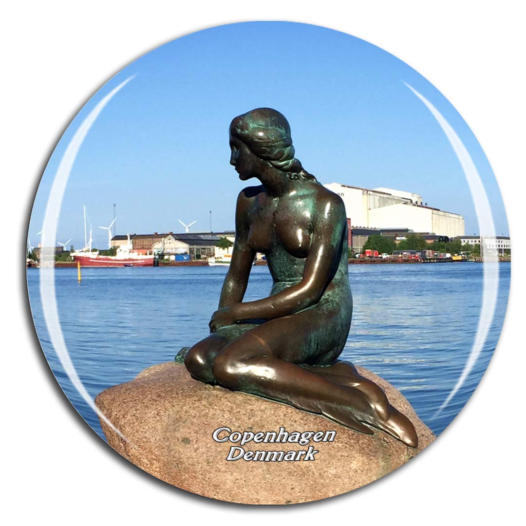 Weekino Denmark The Little Mermaid Copenhagen Fridge Magnet 3D Crystal Glass Tourist City Travel Souvenir Collection Gift Strong Refrigerator Sticker