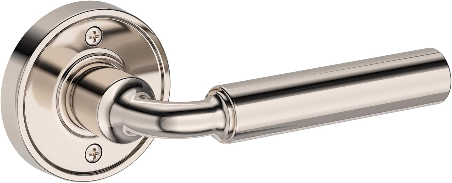 Baldwin PS.LAC.R.RRR La Conner Passage Door Lever Set with Recessed Round Rose from the Reserve Collection - Satin Black