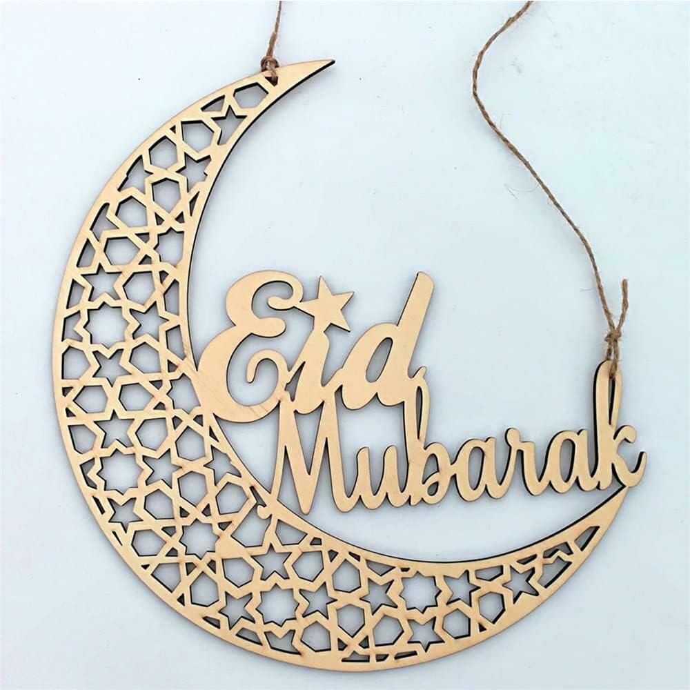 Pendentif en bois du Ramadan Eid Mubarak, plaque suspendue, décoration, ornements pour fête de mariage, festival islamique musulman_voghion.com