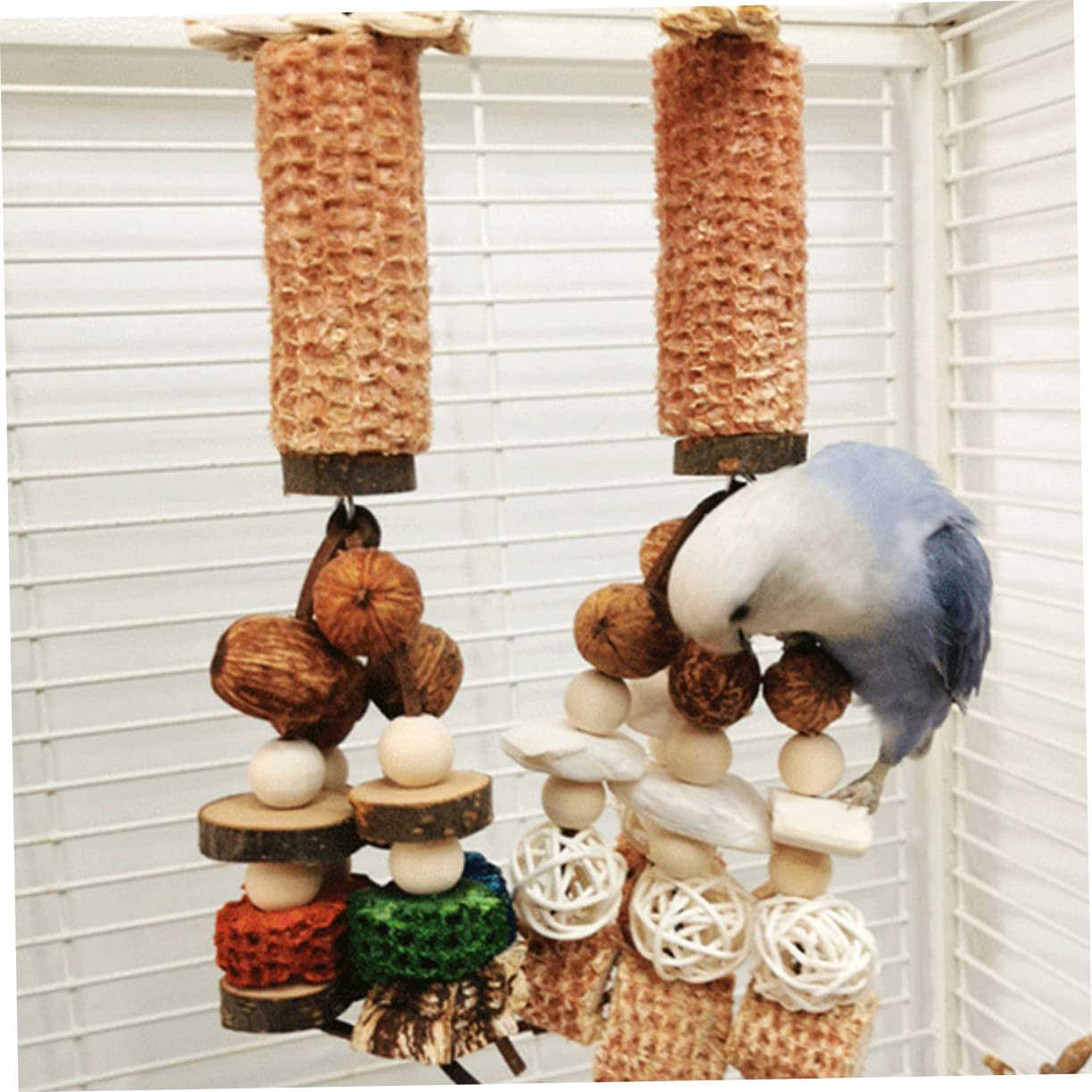 BESPORTBLE 4pièces Jouet à Mâcher Suspendu De Seiche pour Perroquets Et Perruches Accessoire Ludique pour Cage à Oiseaux pour Enrichissement Divertissement des Oiseaux